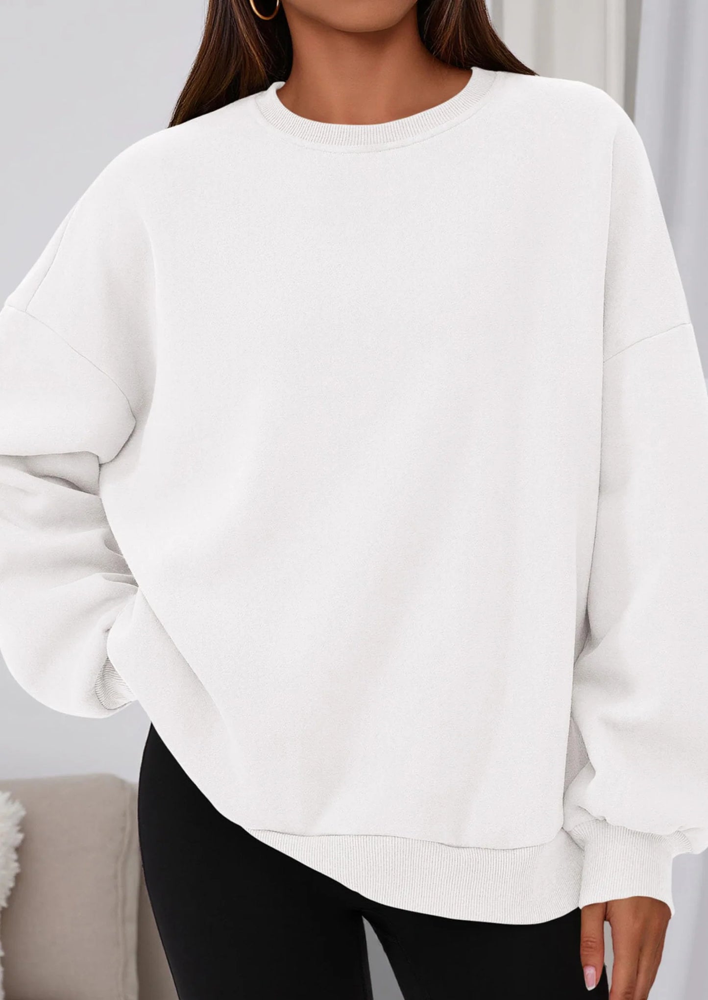 Sweatshirts for Women Oversized Crewneck Fleece Pullover Long Sleeve Tops Comfy Fall Winter Fashion Outfits
