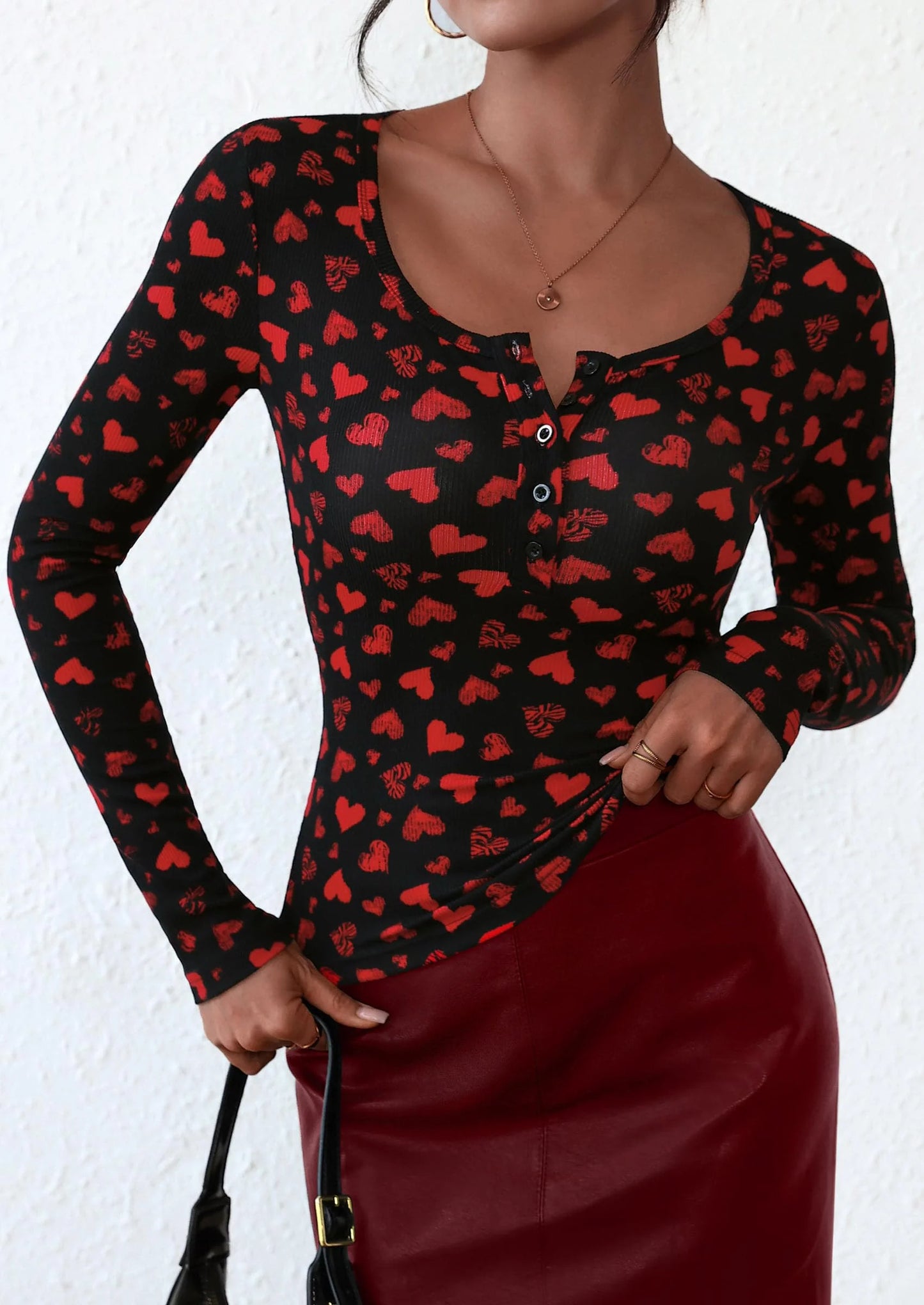 Women's Fall Long Sleeve Henley T Shirts Button Ribbed Knit Slim Fit Basic Tops Blouse Casual Outfits