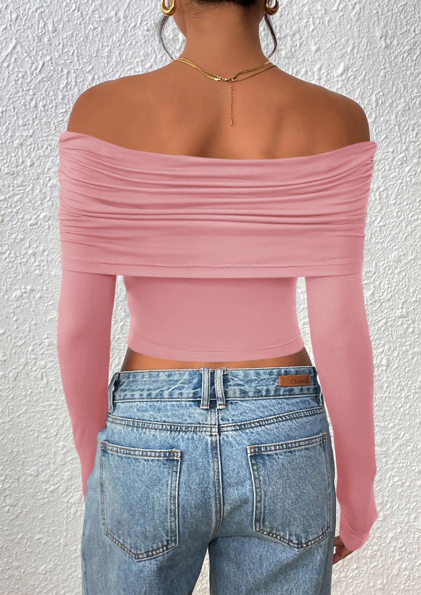 Women's Long Sleeve Shirts Off Shoulder Tops Going Out Slim Fitted Y2K Blouses Fall Fashion Clothes