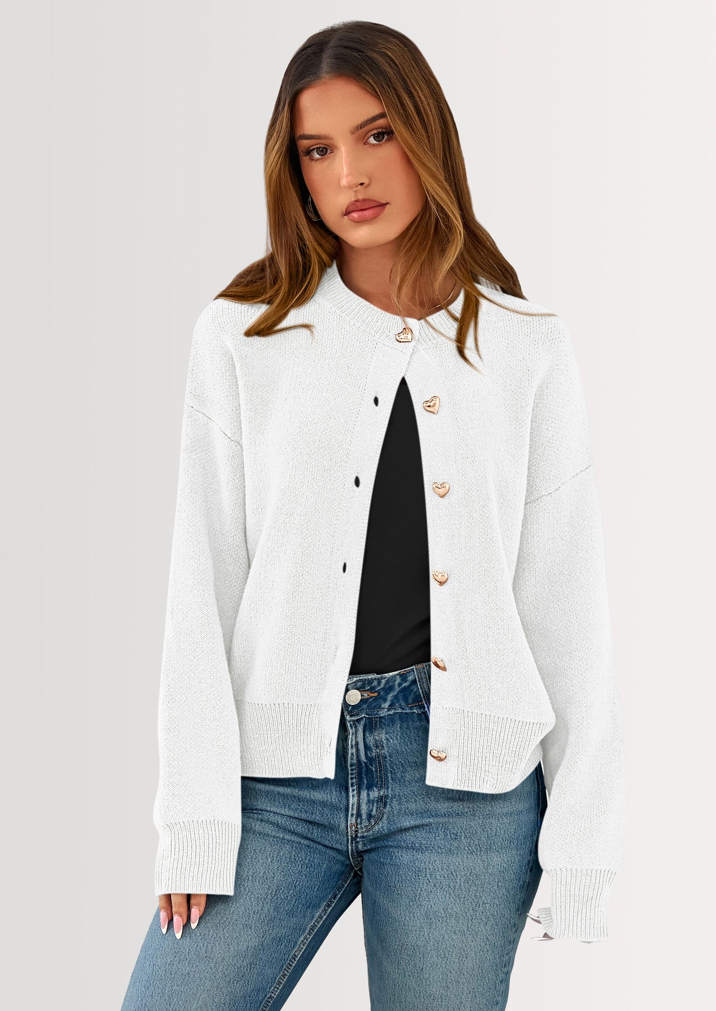 Cardigan Sweaters for Women Trendy Long Sleeve Open Front Button Down Jacket Fall Clothes Winter Coats