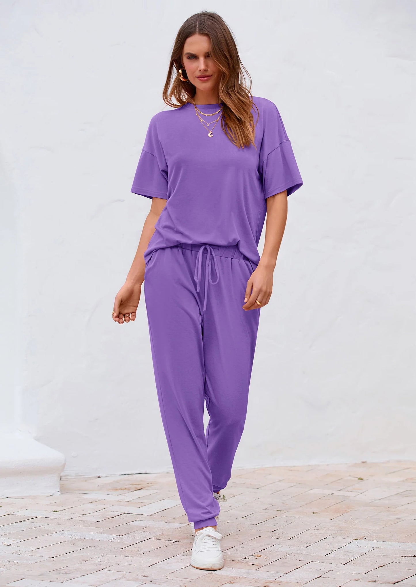 Women's Two Piece Lounge Sets Spring Summer Jogger Pants Vacation Outfits Travel Airplane Matching Clothes