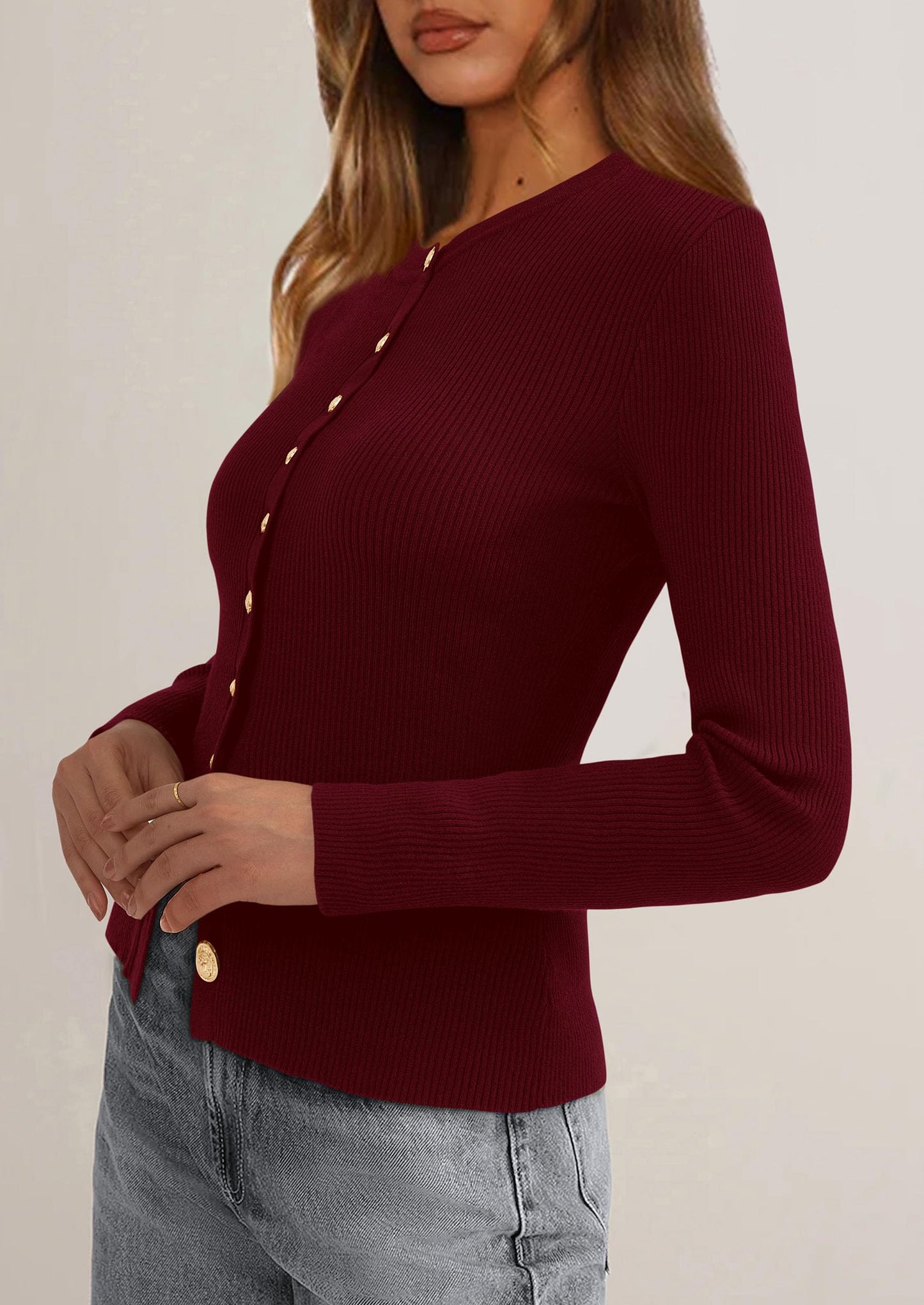 Womens Fall Cardigan Sweaters Lightweight Long Sleeve Button up Ribbed Knit Tops Winter Fashion Clothes