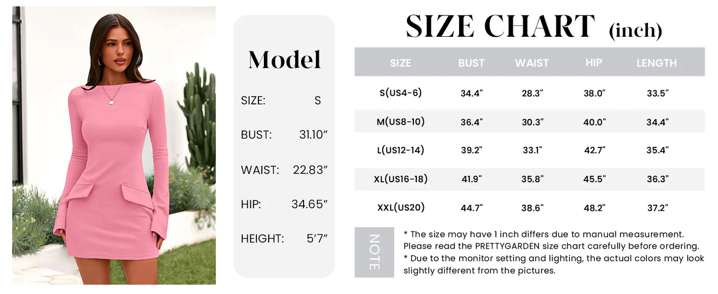 Womens Fall Long Sleeve Mini Dress Trendy Boat Neck Bodycon Knit Elegant Short Party Dresses