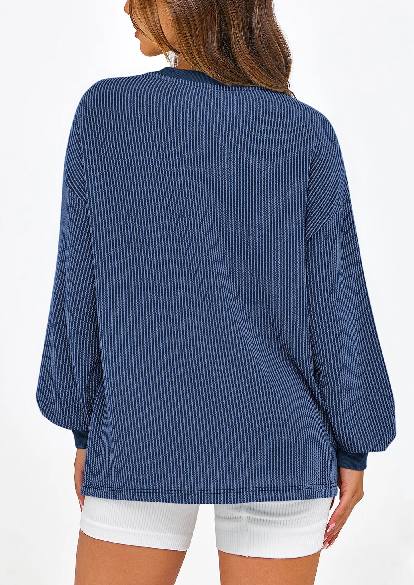 Women's Long Sleeve Tee Shirts Spring Fall Trendy Clothes Casual Loose Crewneck Ribbed Blouse Tunic Tops