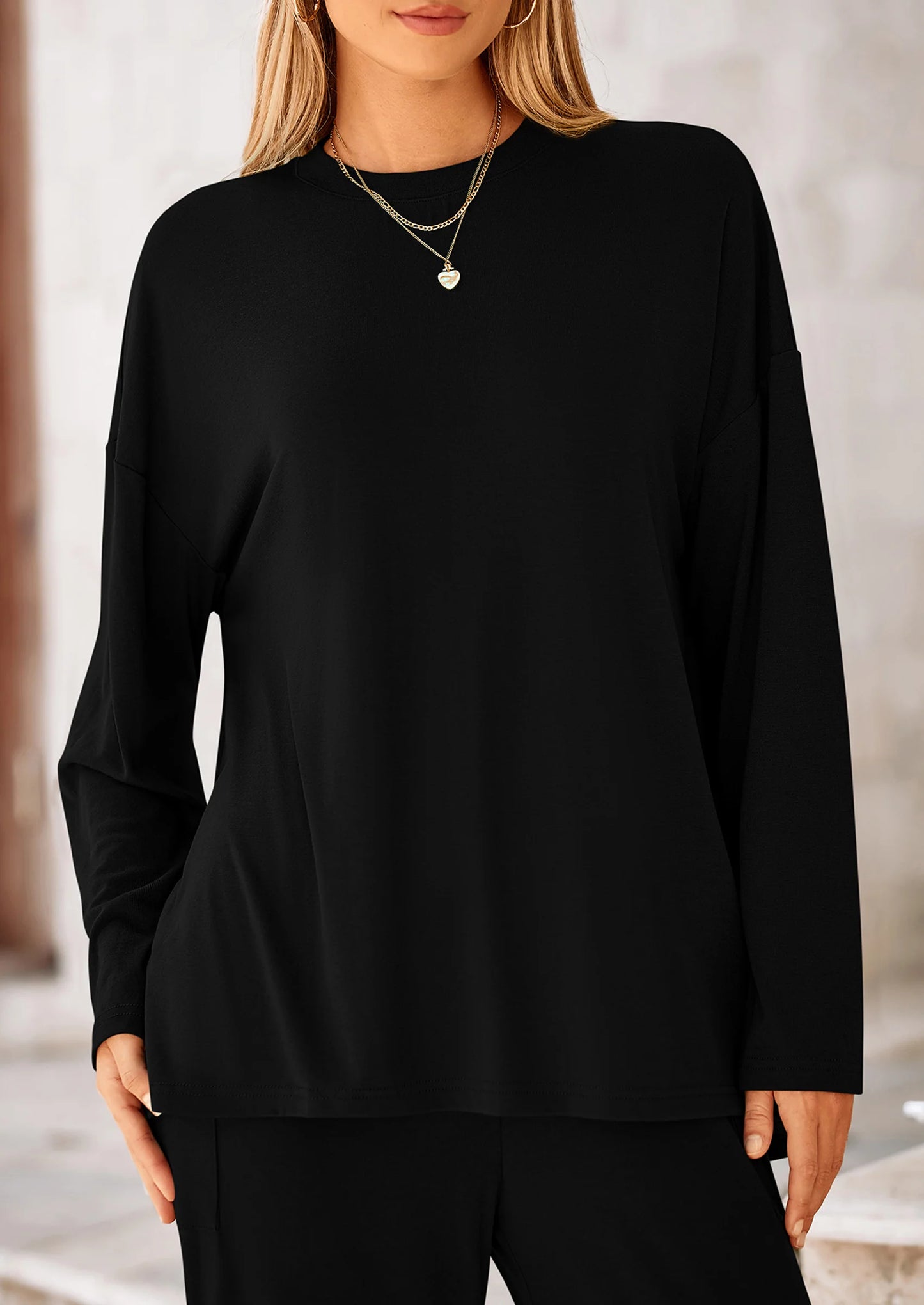 Women's Two Piece Lounge Sets Matching Long Sleeve Shirts Wide Leg Pants Tracksuits Travel Outfits Fall Clothes