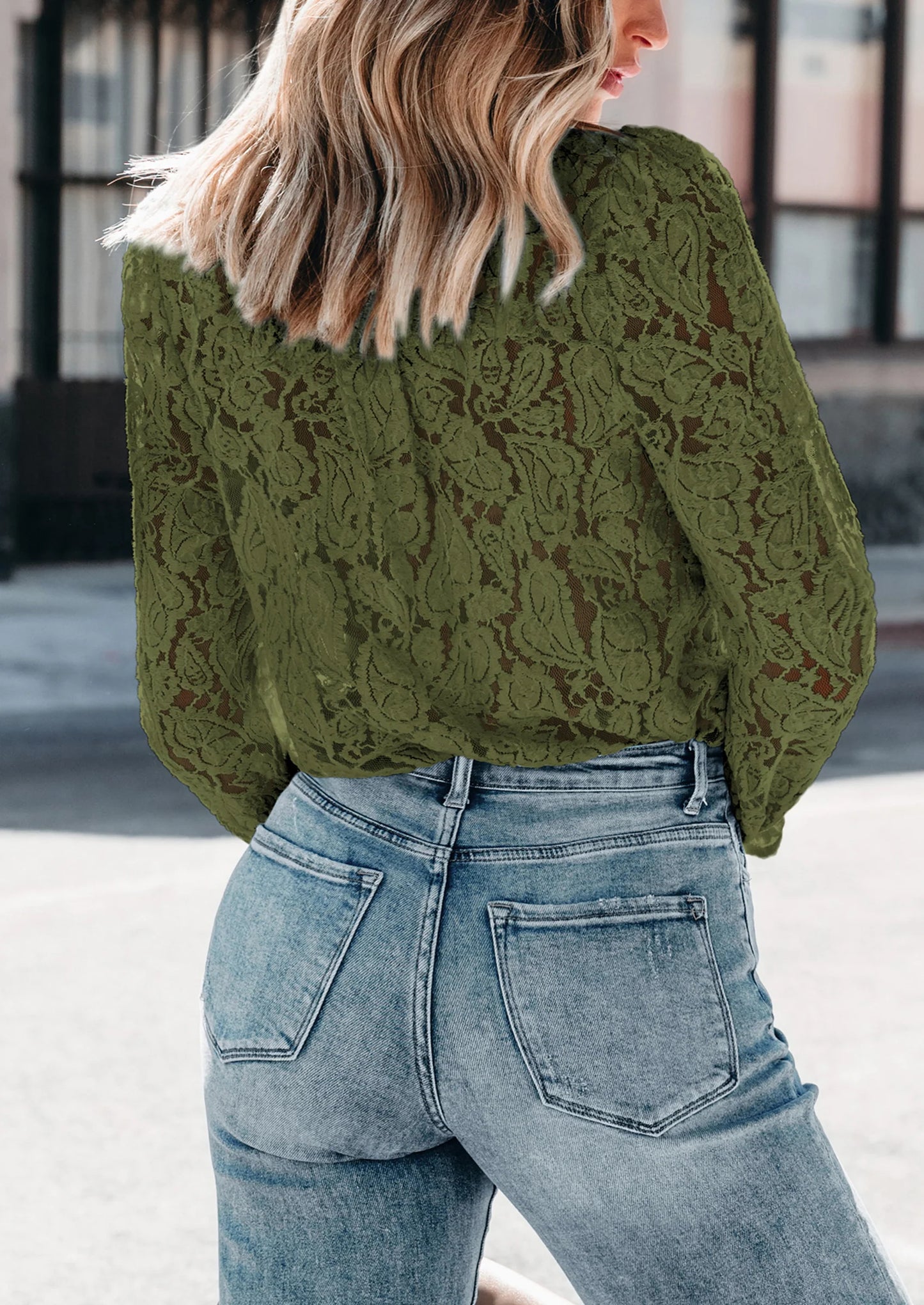 Women's Dressy Casual Lace Blouse Long Sleeve Button Up Shirts Tops Spring Fall Fashion Clothes