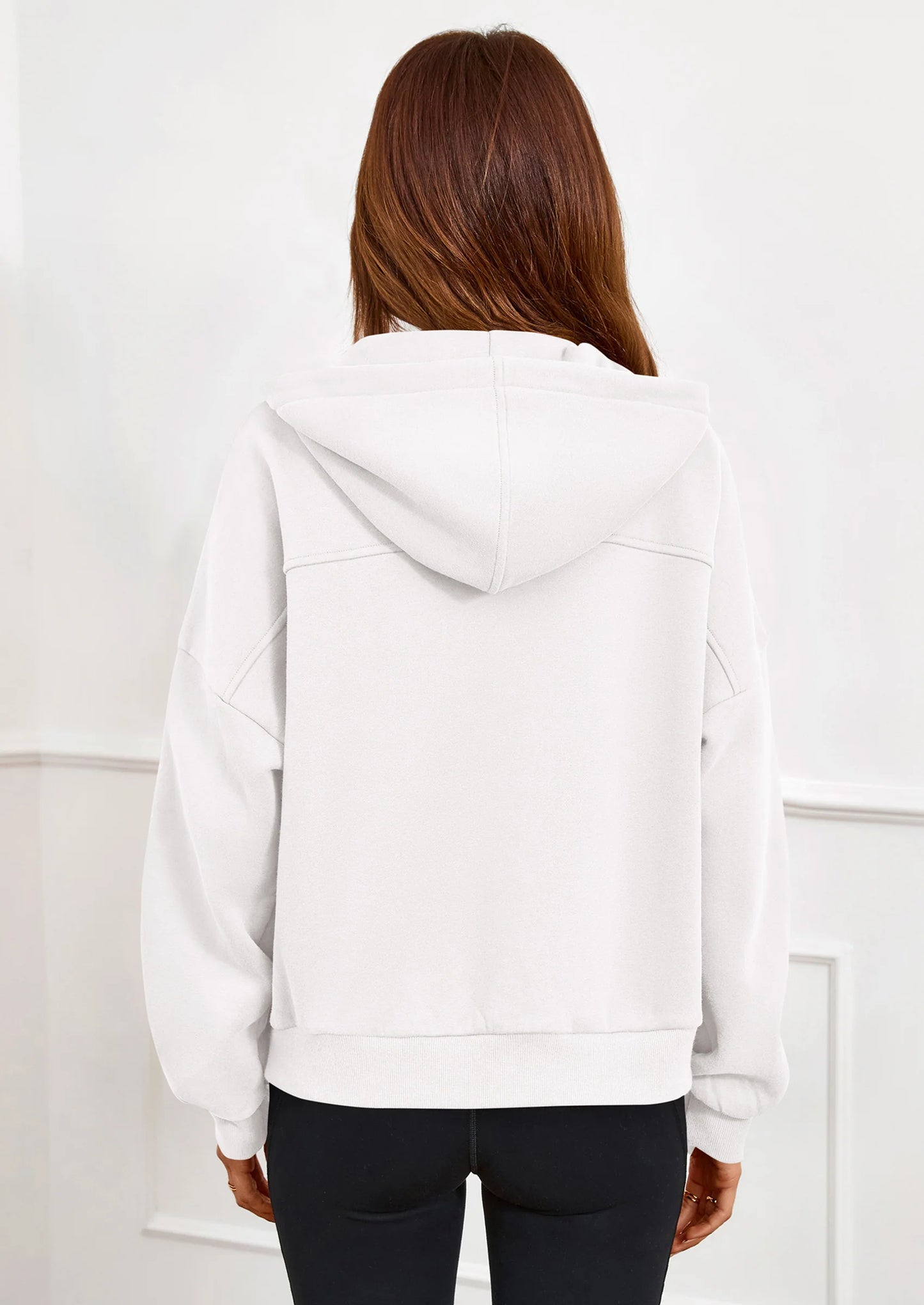 Womens Hoodies Cropped Fleece Sweatshirts Fall Fashion Quarter Zip Pullover Long Sleeve Tops Winter Clothes