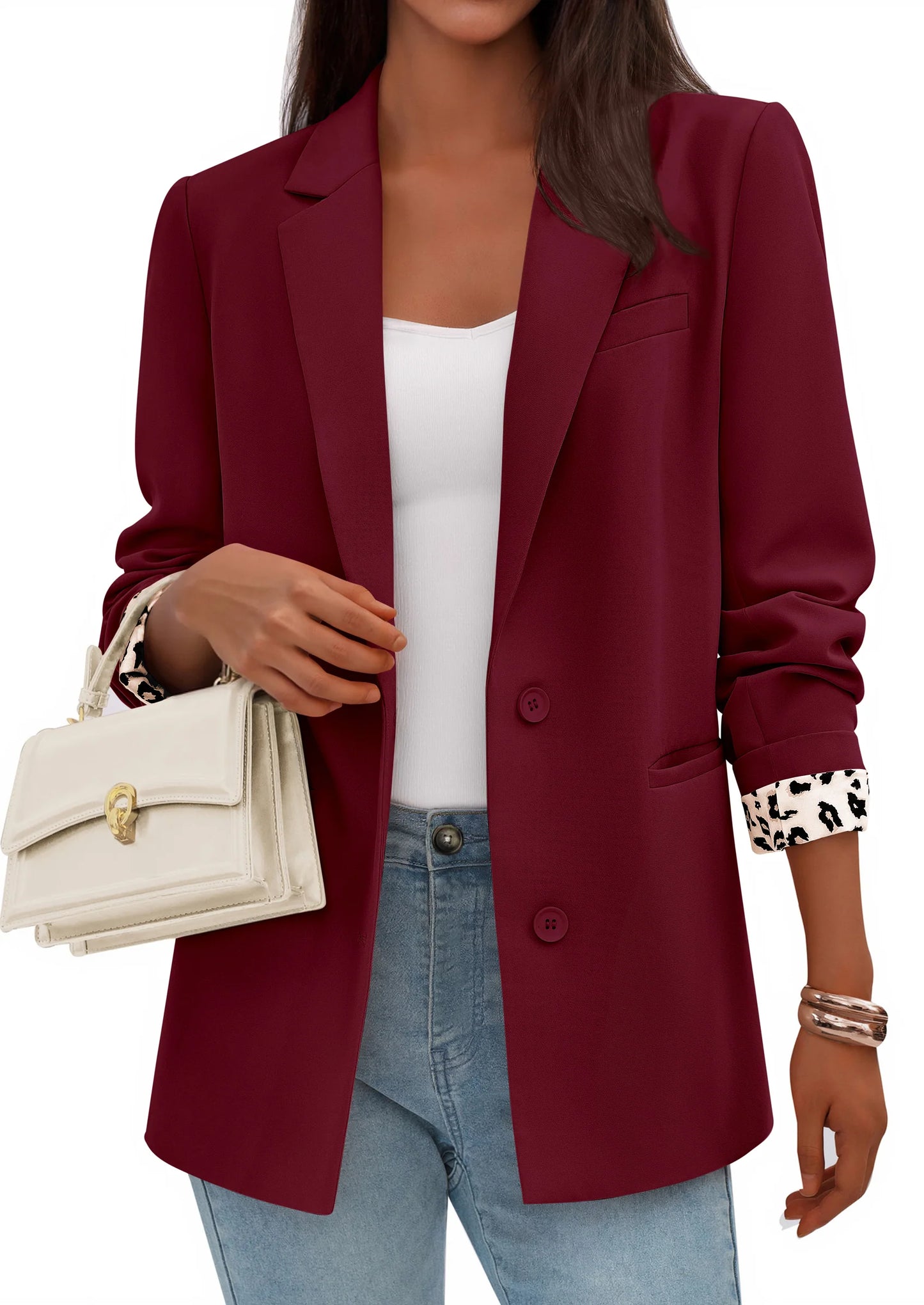 Blazers for Women Fall Work Office Suit Jackets Dressy Open Front Leopard Blazer Business Casual Outfits