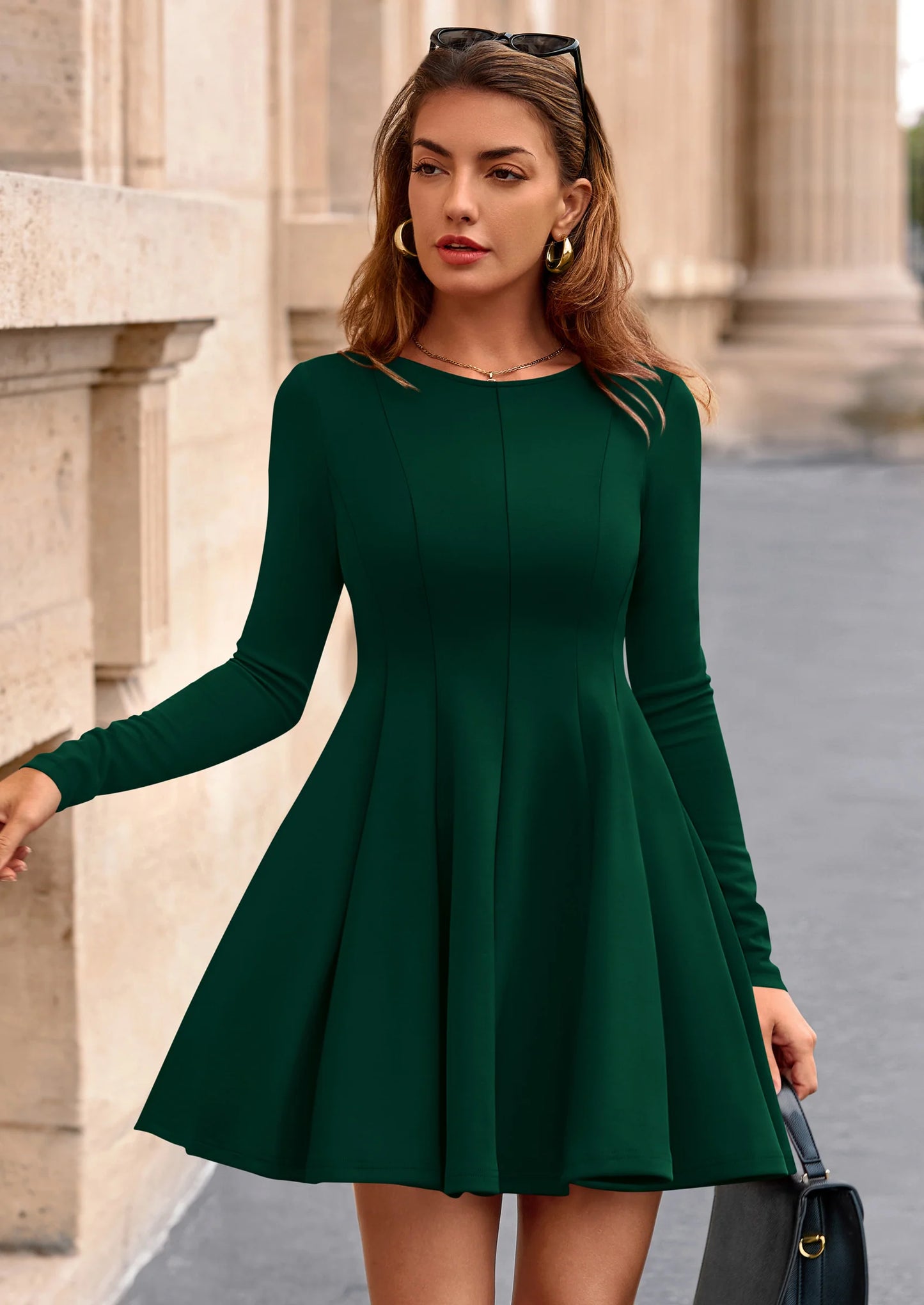 Fall Cocktail Dresses for Women Elegant Classy Wedding Guest Long Sleeve Homecoming Party A Line Mini Dress