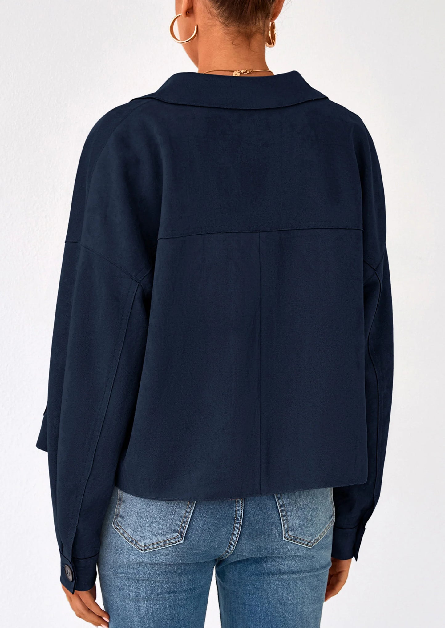 Women's Faux Suede Cropped Jacket Casual Lightweight Fall Fashion Winter Coats Outerwear Trendy Clothes