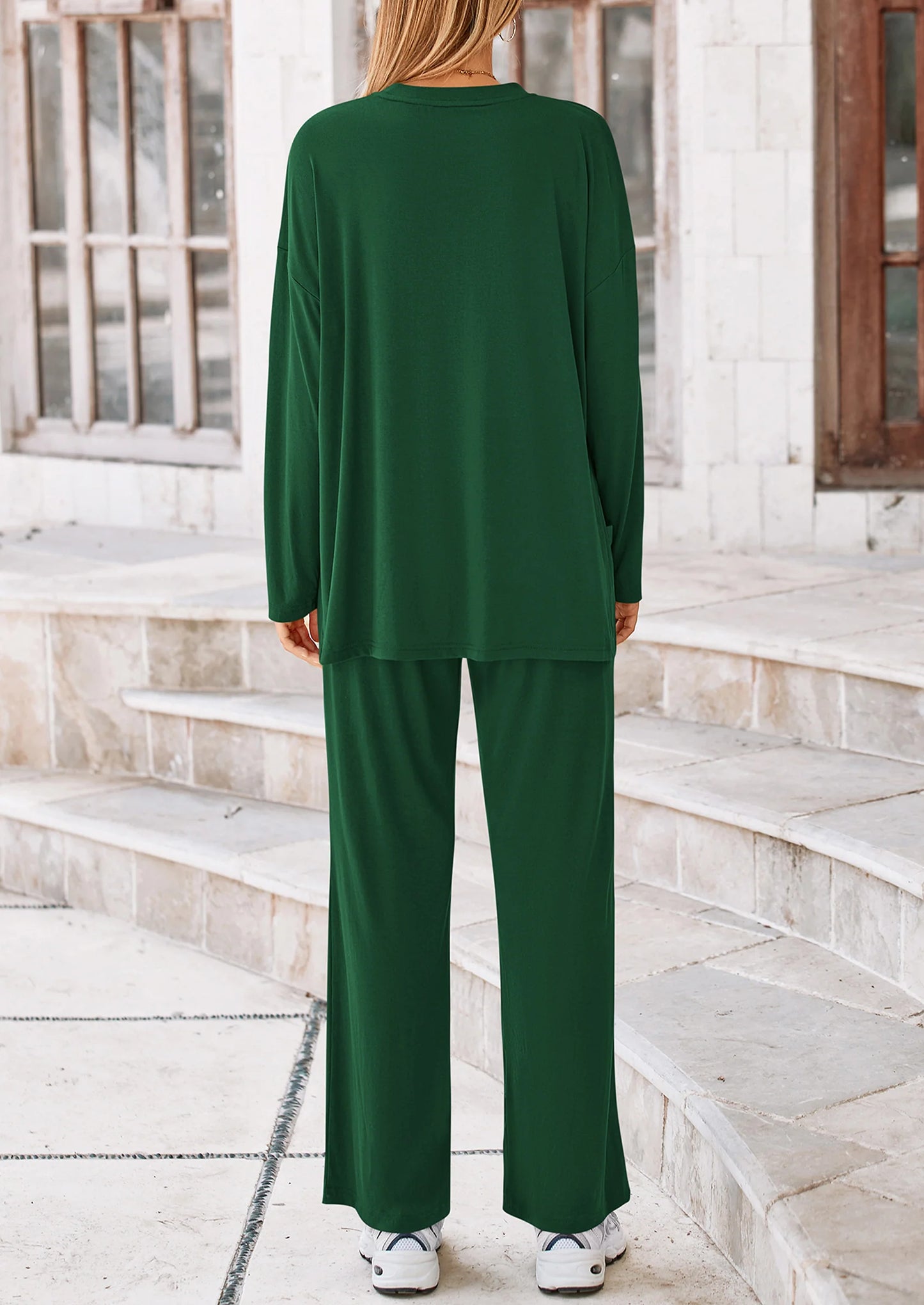 Women's 2 Piece Outfits Casual Short Sleeve Pullover Tops and Wide Leg Pants Lounge Sets Tracksuits