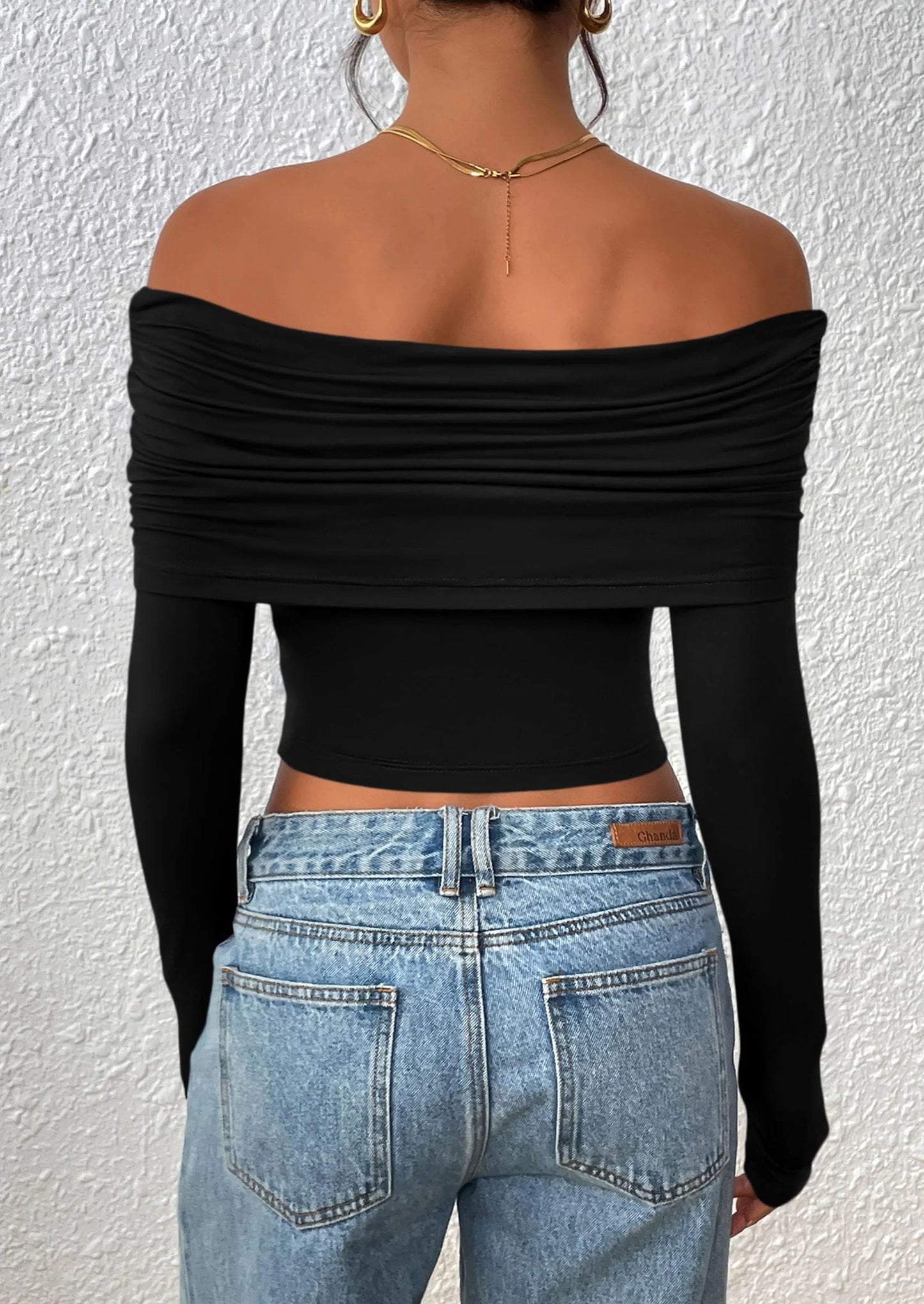 Women's Long Sleeve Shirts Off Shoulder Tops Going Out Slim Fitted Y2K Blouses Fall Fashion Clothes