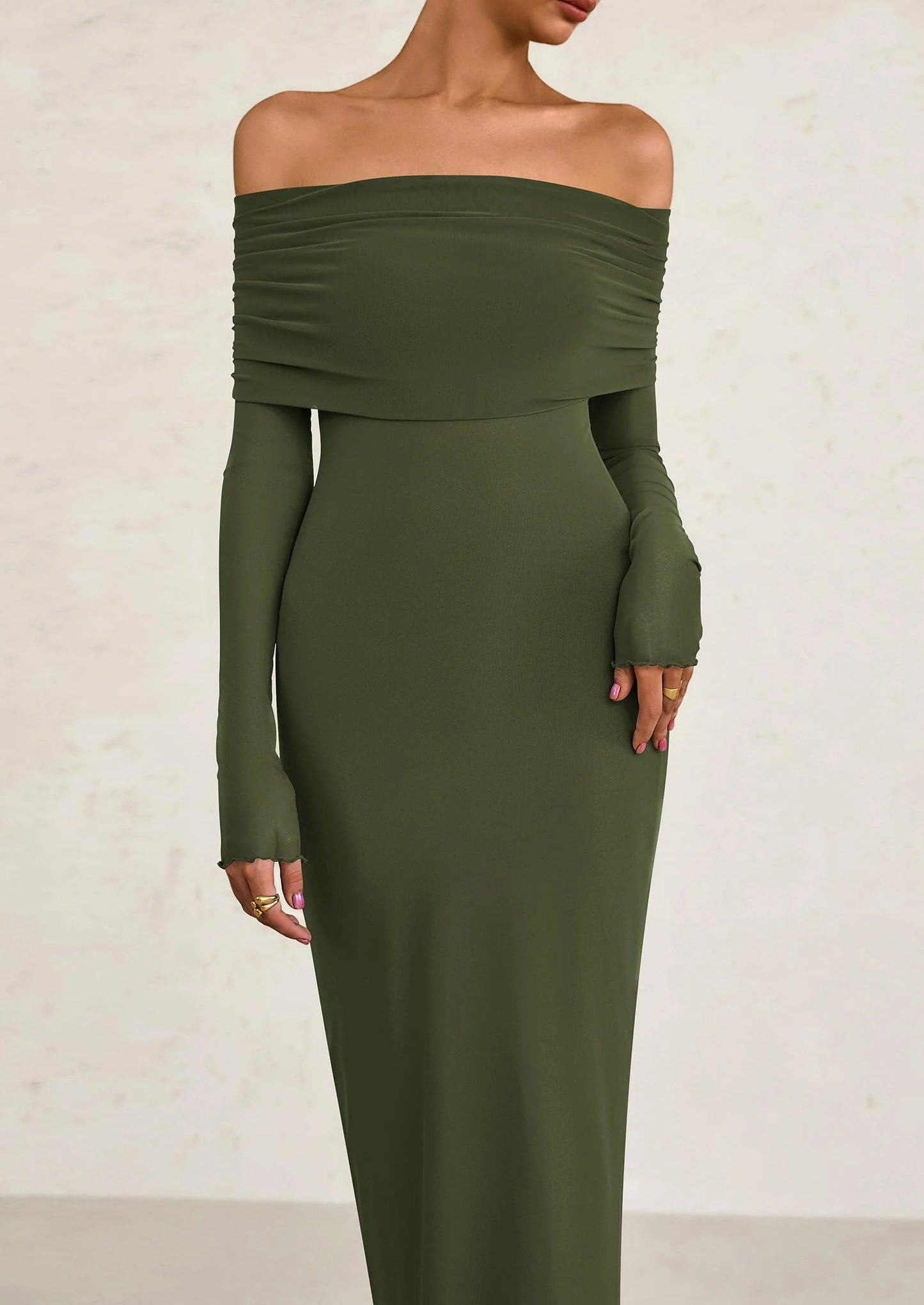 Off The Shoulder Dresses for Women Mesh Long Sleeve Baby Shower Formal Wedding Guest Dress