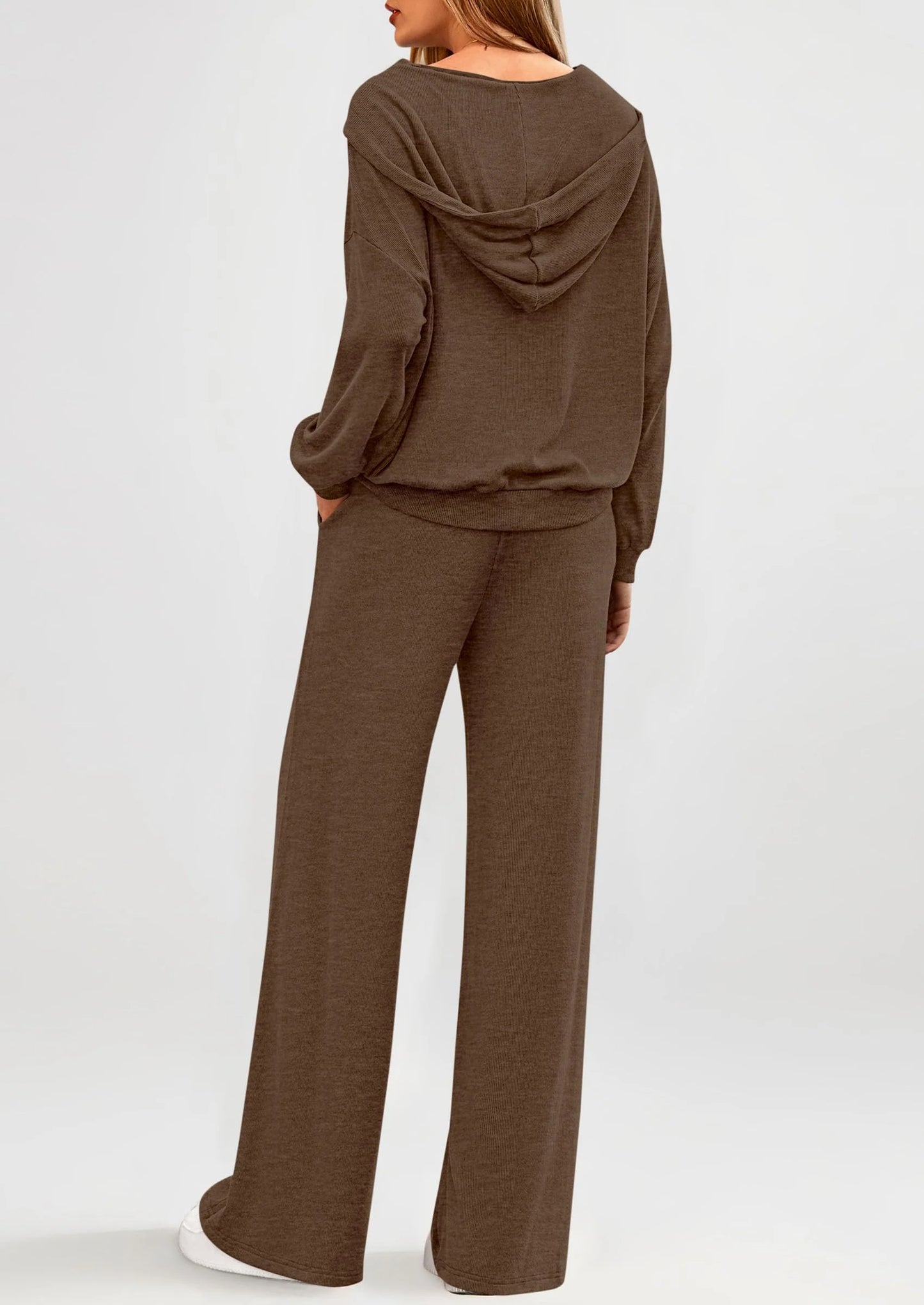 Women's 2 Piece Fall Lounge Sets Zip Up Hoodie Wide Leg Pants Tracksuit Matching Travel Outfits Clothes