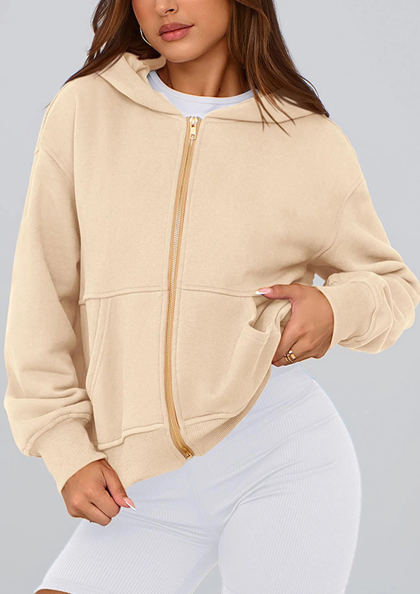 Hoodies For Women Sweatshirt Zip Up Hoodie Fall Fashion Trendy Long Sleeve Jackets Winter Clothing Outfits