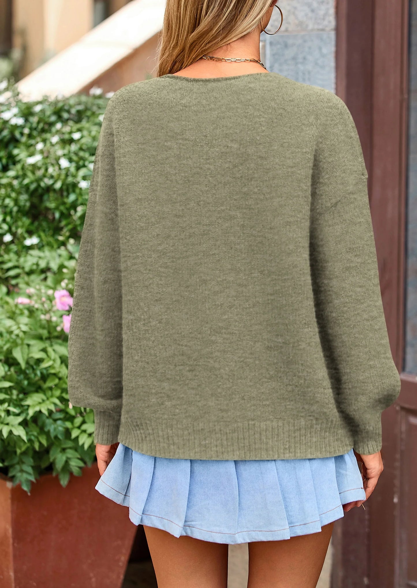 Women's Tie Front Bow Cardigan Sweaters Chunky Knit Long Puff Sleeve Trendy Fall Winter Jacket Coats