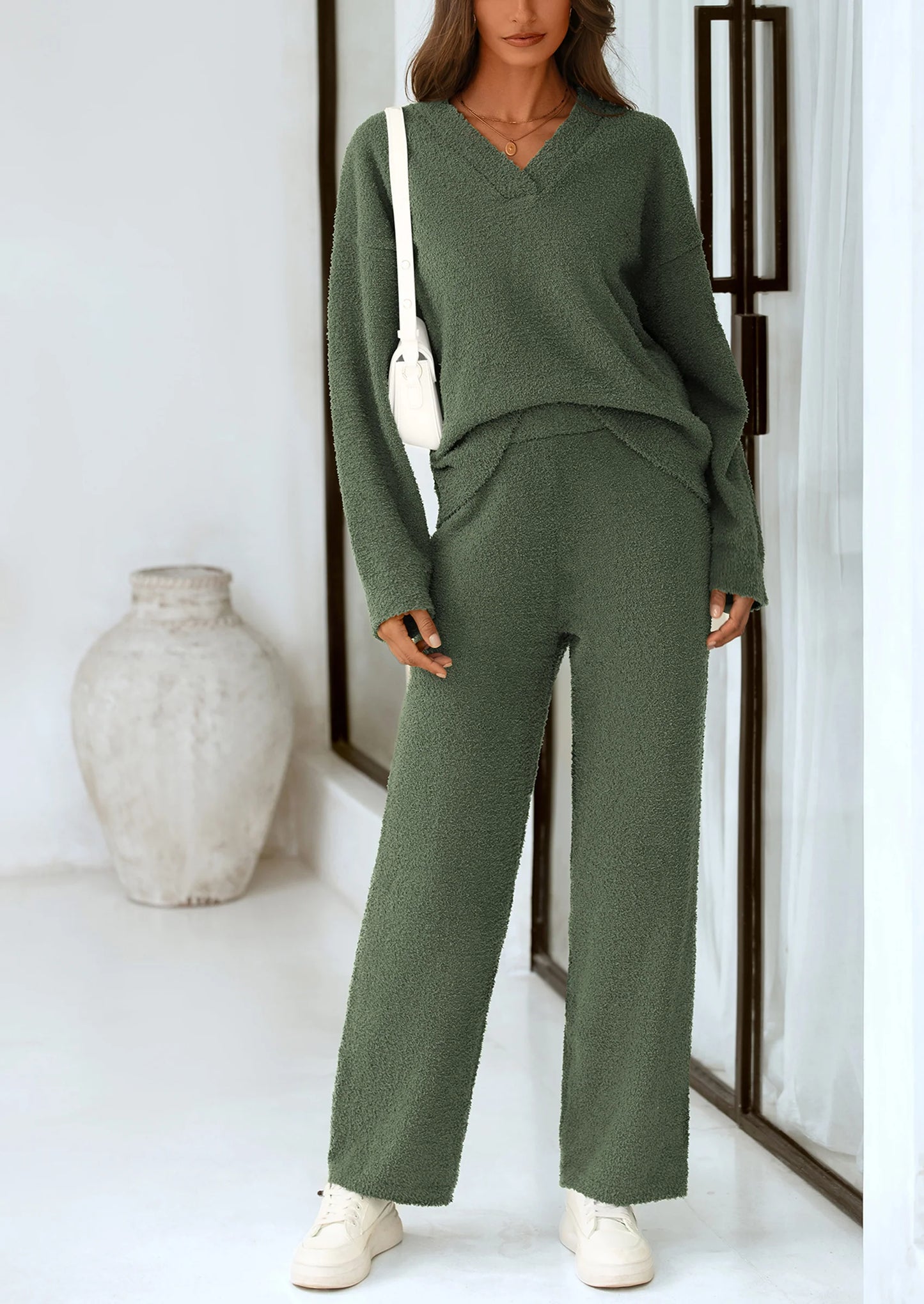 Lounge Sets for Women Two Piece Sweaters Pajama Set Fall Fashion Loungewear Outfits Matching Winter Clothes