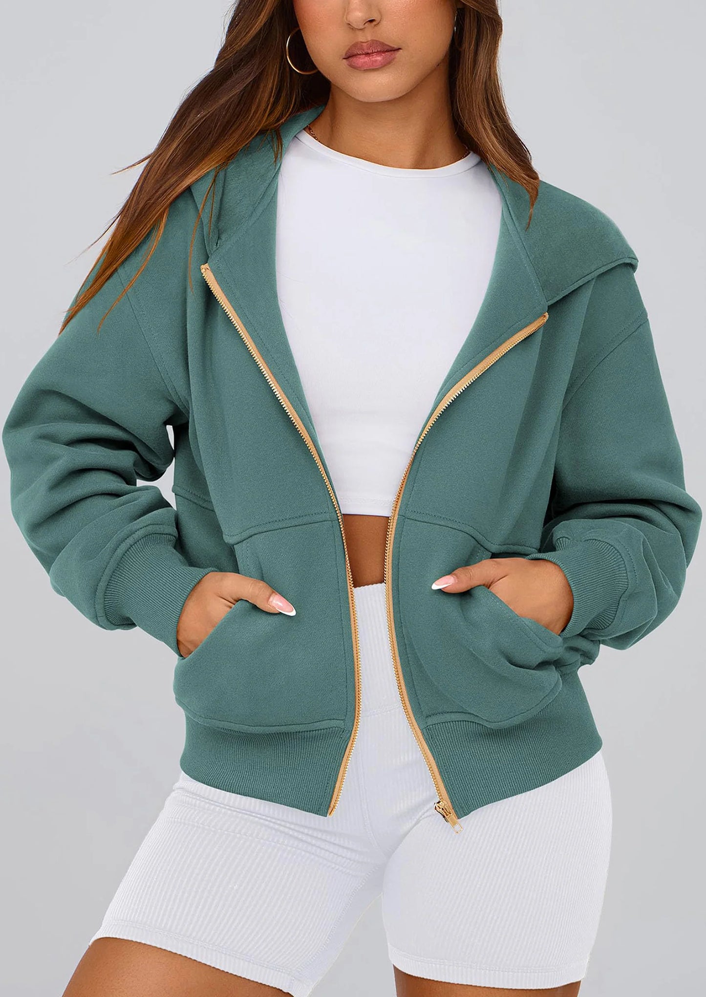 Hoodies For Women Sweatshirt Zip Up Hoodie Fall Fashion Trendy Long Sleeve Jackets Winter Clothing Outfits