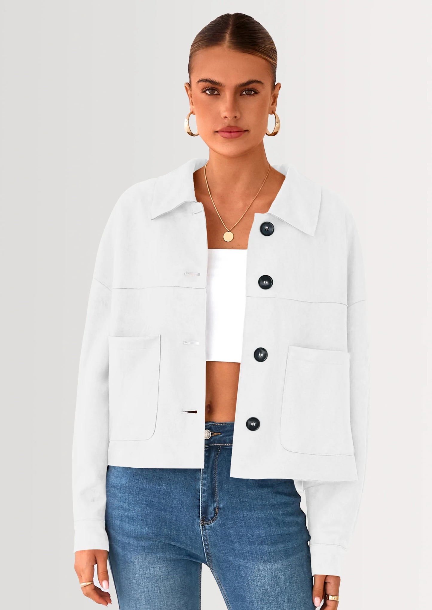 Women's Faux Suede Cropped Jacket Casual Lightweight Fall Fashion Winter Coats Outerwear Trendy Clothes
