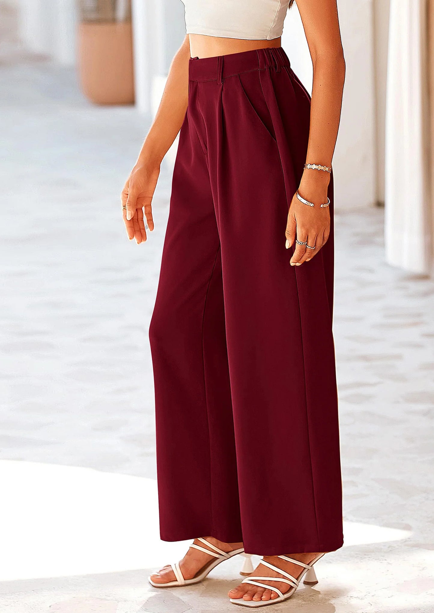 Wide Leg Pants for Women Trendy Fall High Waisted Business Casual Outfits Work Pant Trousers