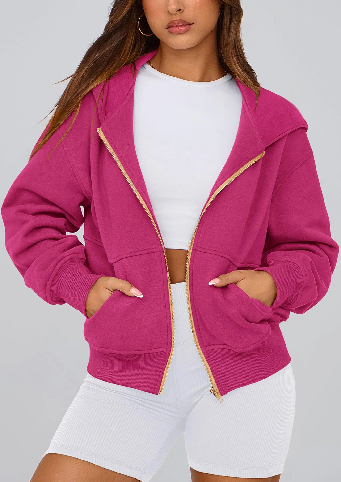 Hoodies For Women Sweatshirt Zip Up Hoodie Fall Fashion Trendy Long Sleeve Jackets Winter Clothing Outfits