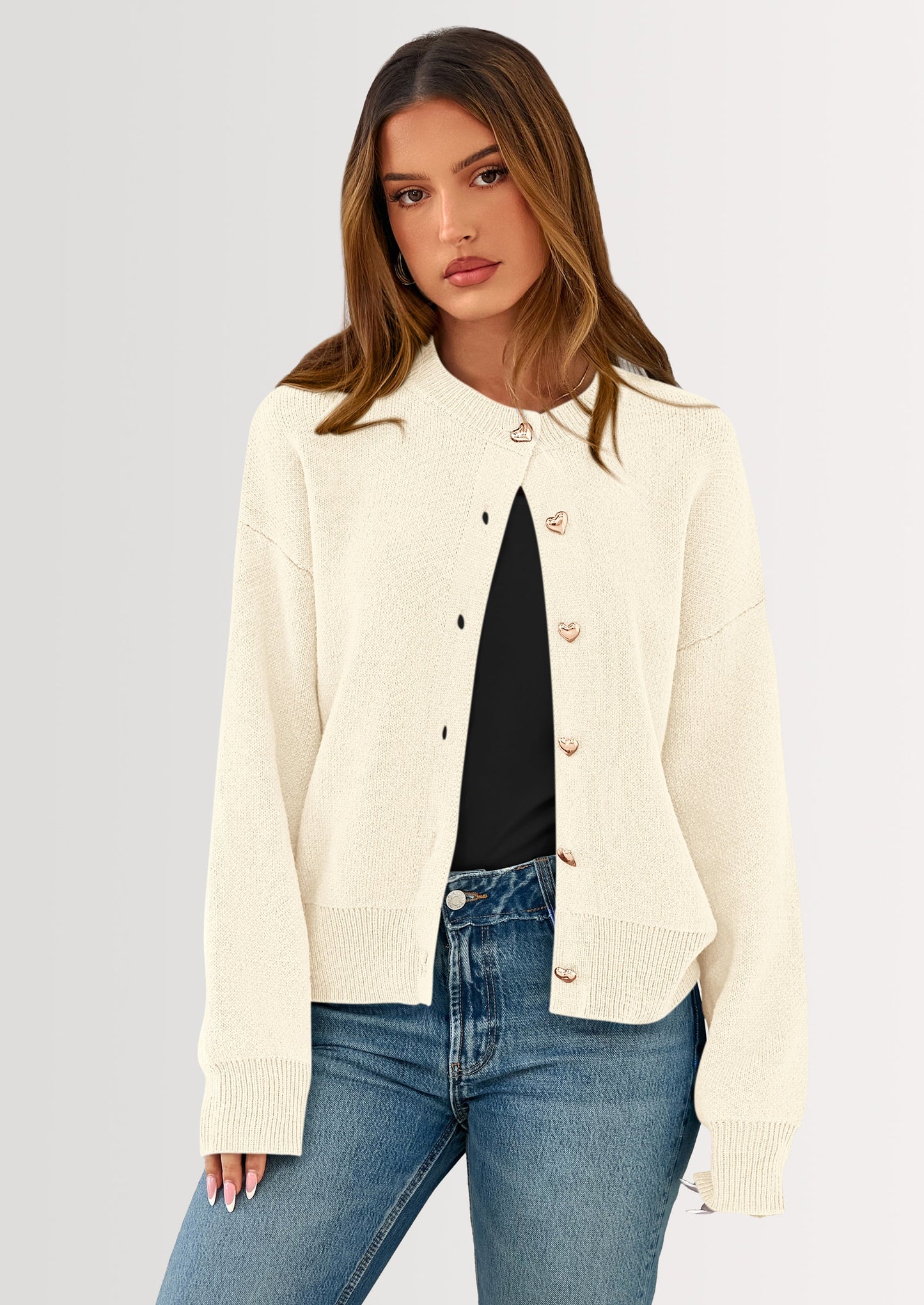 Cardigan Sweaters for Women Trendy Long Sleeve Open Front Button Down Jacket Fall Clothes Winter Coats