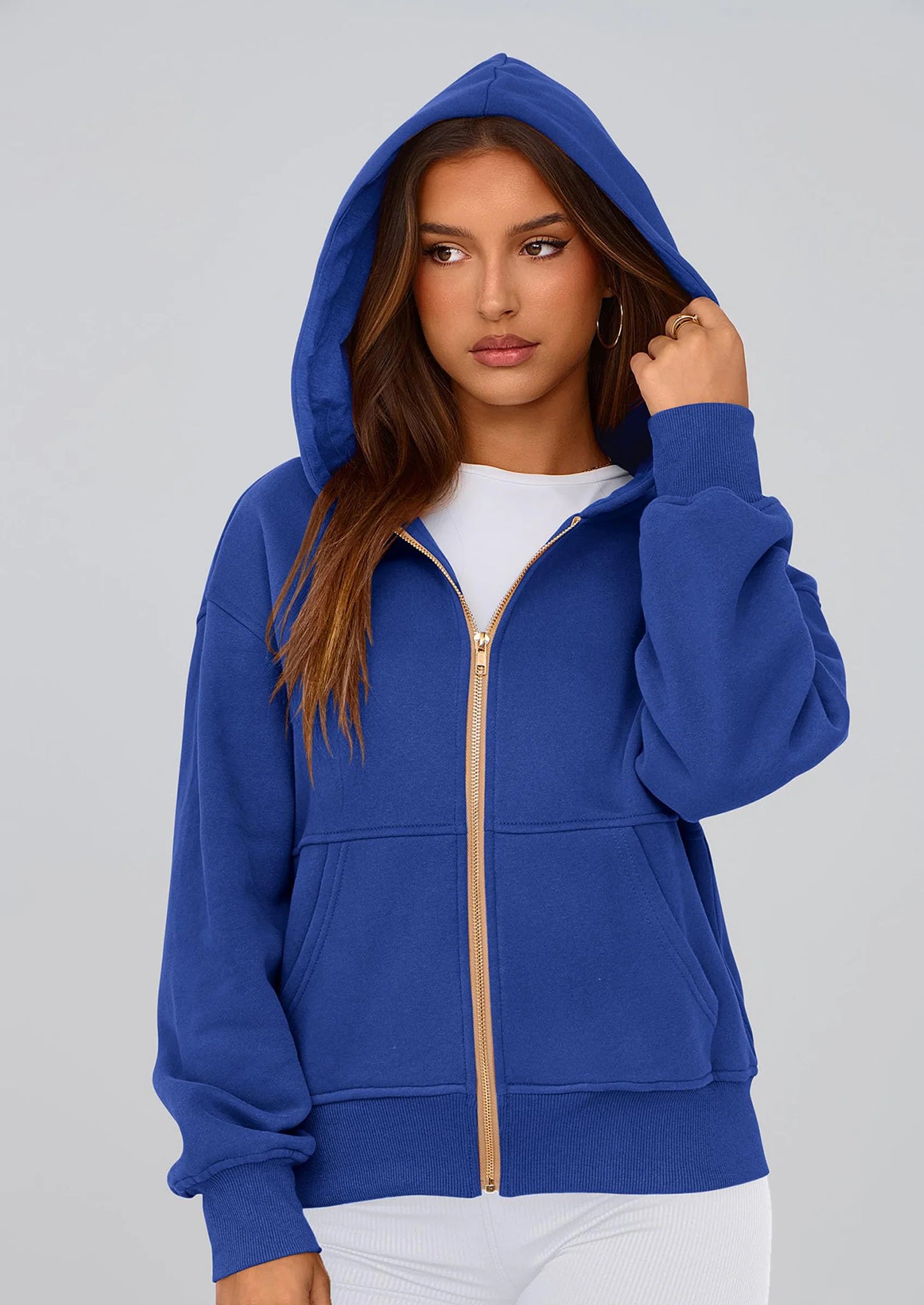 Hoodies For Women Sweatshirt Zip Up Hoodie Fall Fashion Trendy Long Sleeve Jackets Winter Clothing Outfits