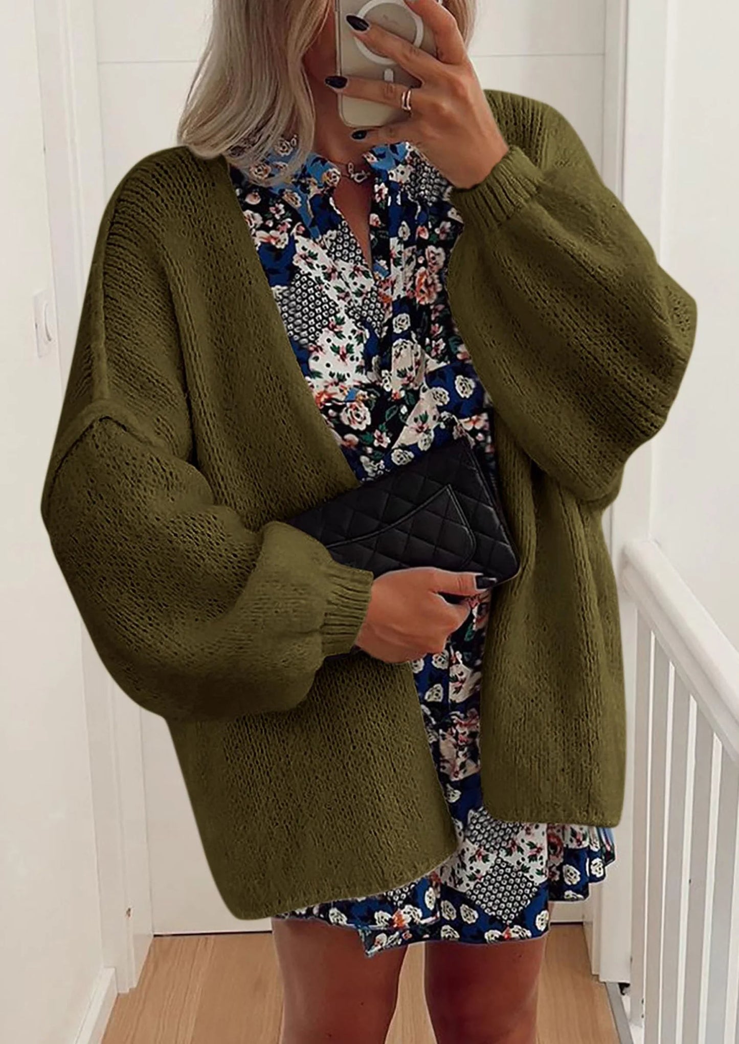 Womens Oversized Cardigan Sweaters Fall Long Lantern Sleeve Knit Open Front Lightweight Sweater