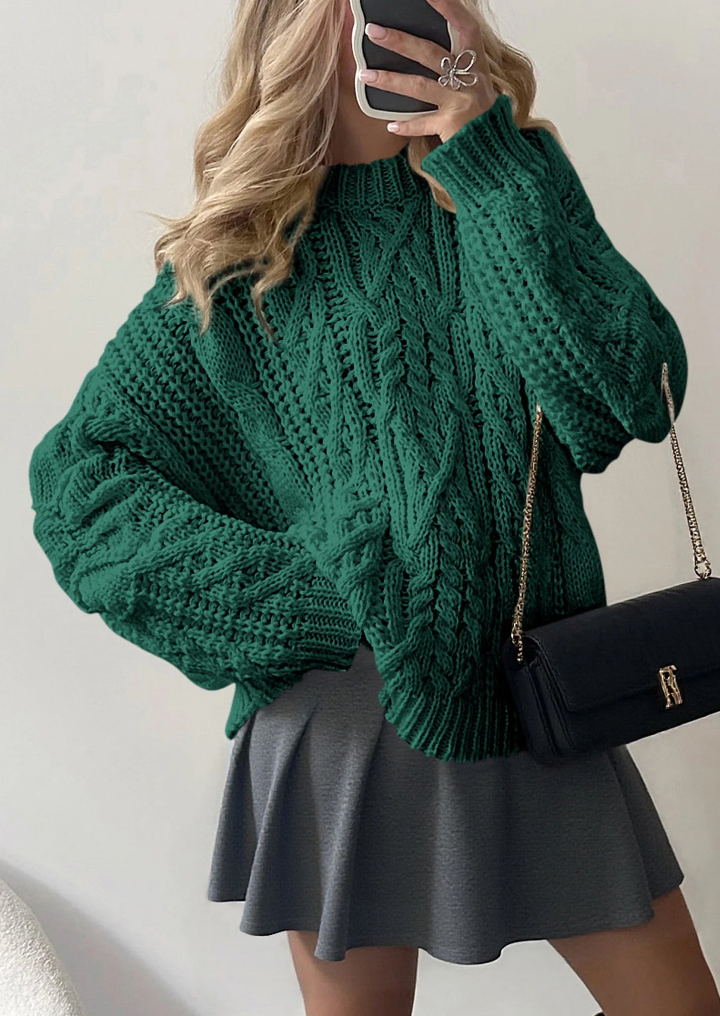 Women's Oversized Fall Sweaters Casual Long Sleeve Crewneck Chunky Cable Knit Pullover Tops Winter Clothes