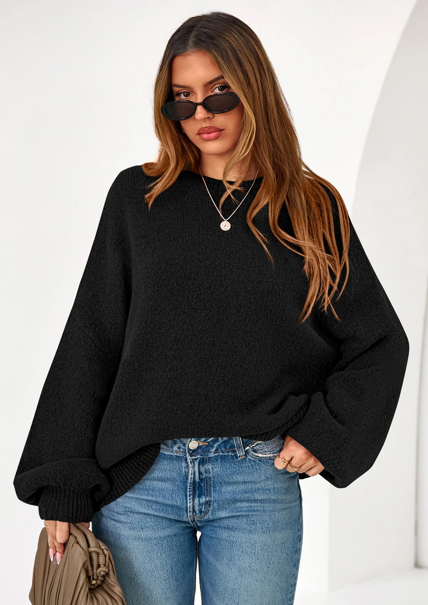 Sweaters for Women Fall Chunky Knit Long Sleeve Crew Neck Oversized Pullover Tops Winter Fashion Clothing