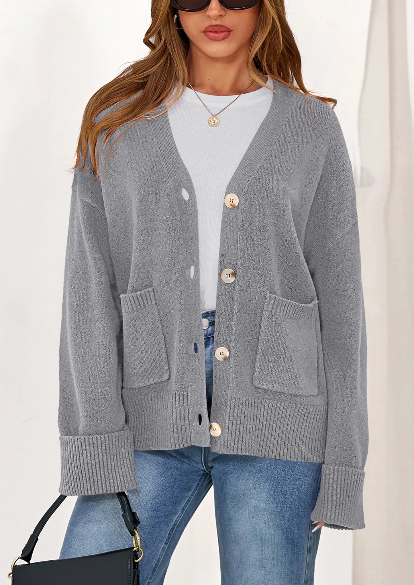 Women's Oversized Cardigan Sweaters Trendy Chunky Knit Long Sleeve V Neck Button Down Fall Winter Outfits