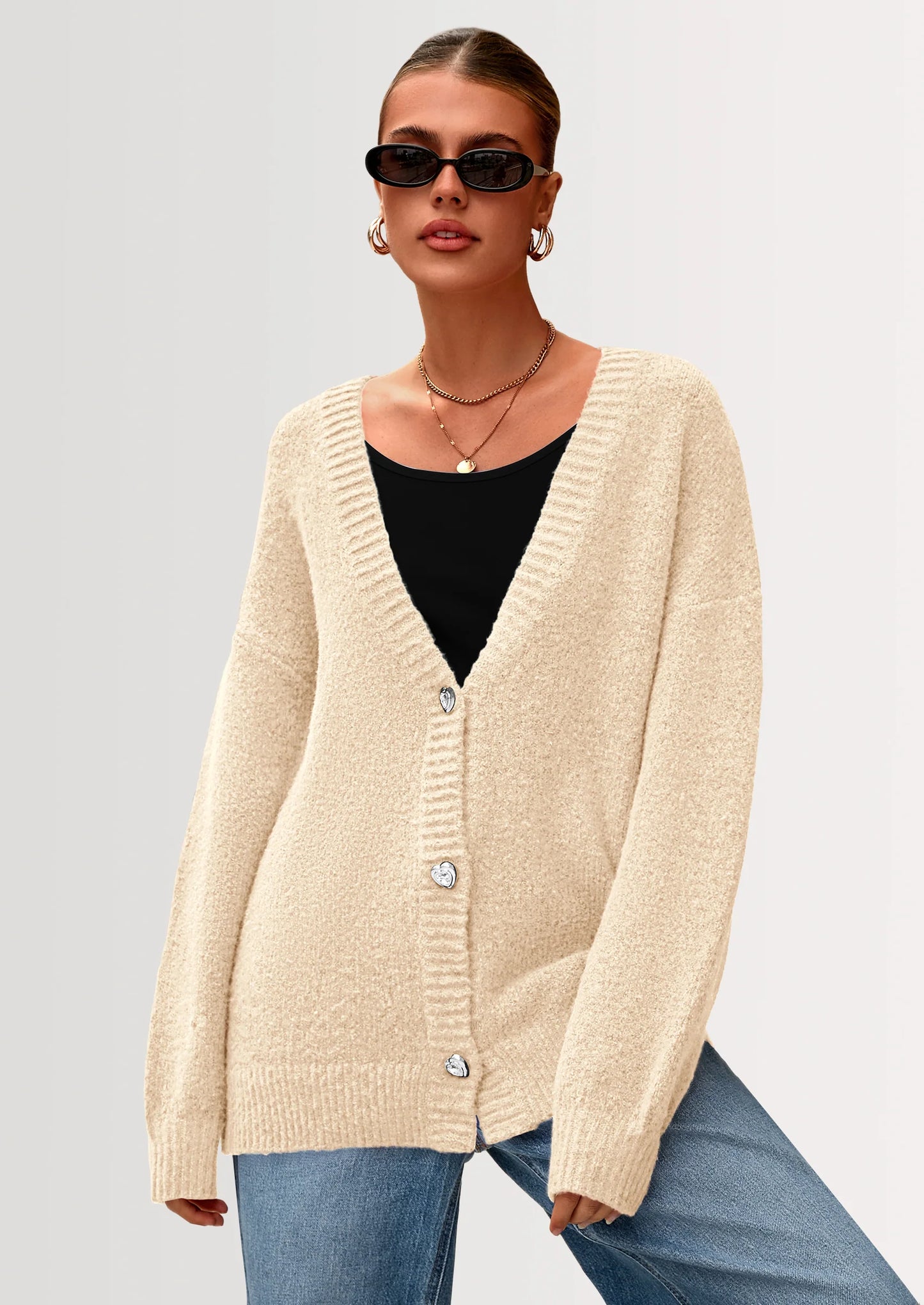 Cardigan Sweaters for Women Trendy Fall Long Sleeve Button Down Oversized Chunky Knit Sweater Outerwear