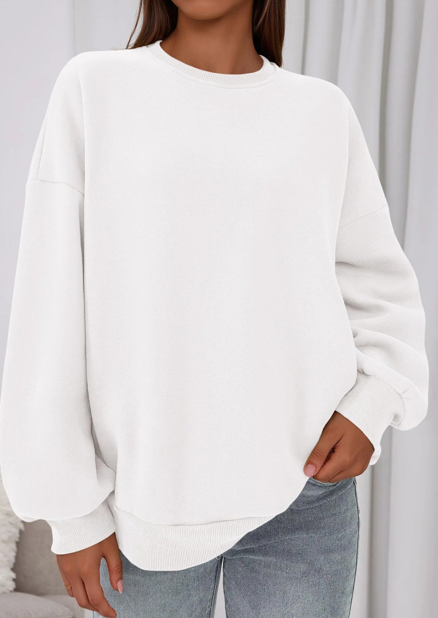 Sweatshirts for Women Oversized Crewneck Fleece Pullover Long Sleeve Tops Comfy Fall Winter Fashion Outfits