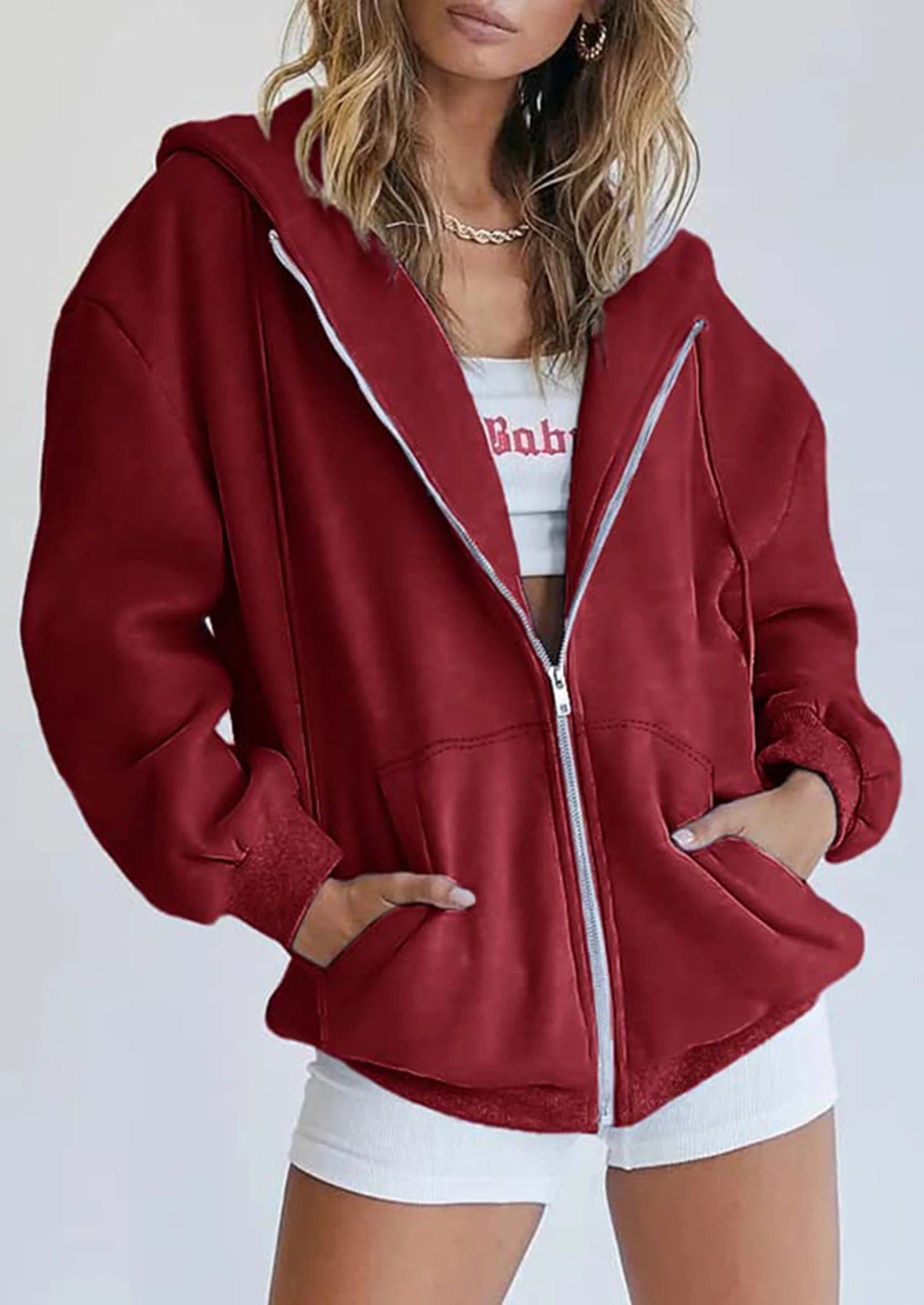 Women's Zip Up Y2K Hoodies Casual Long Sleeve Sweatshirts Fall Spring Track Jackets with Pockets