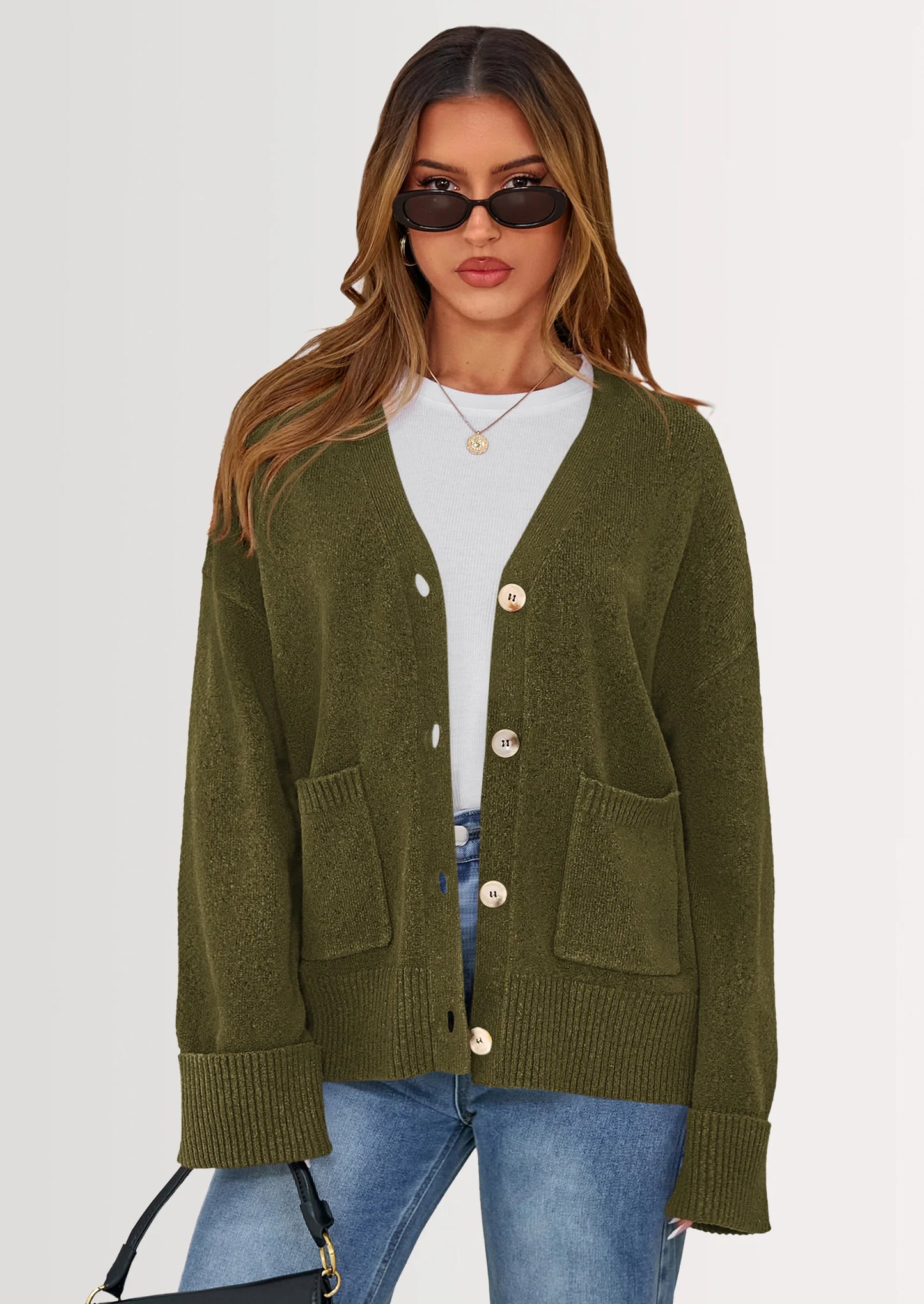 Women's Oversized Cardigan Sweaters Trendy Chunky Knit Long Sleeve V Neck Button Down Fall Winter Outfits