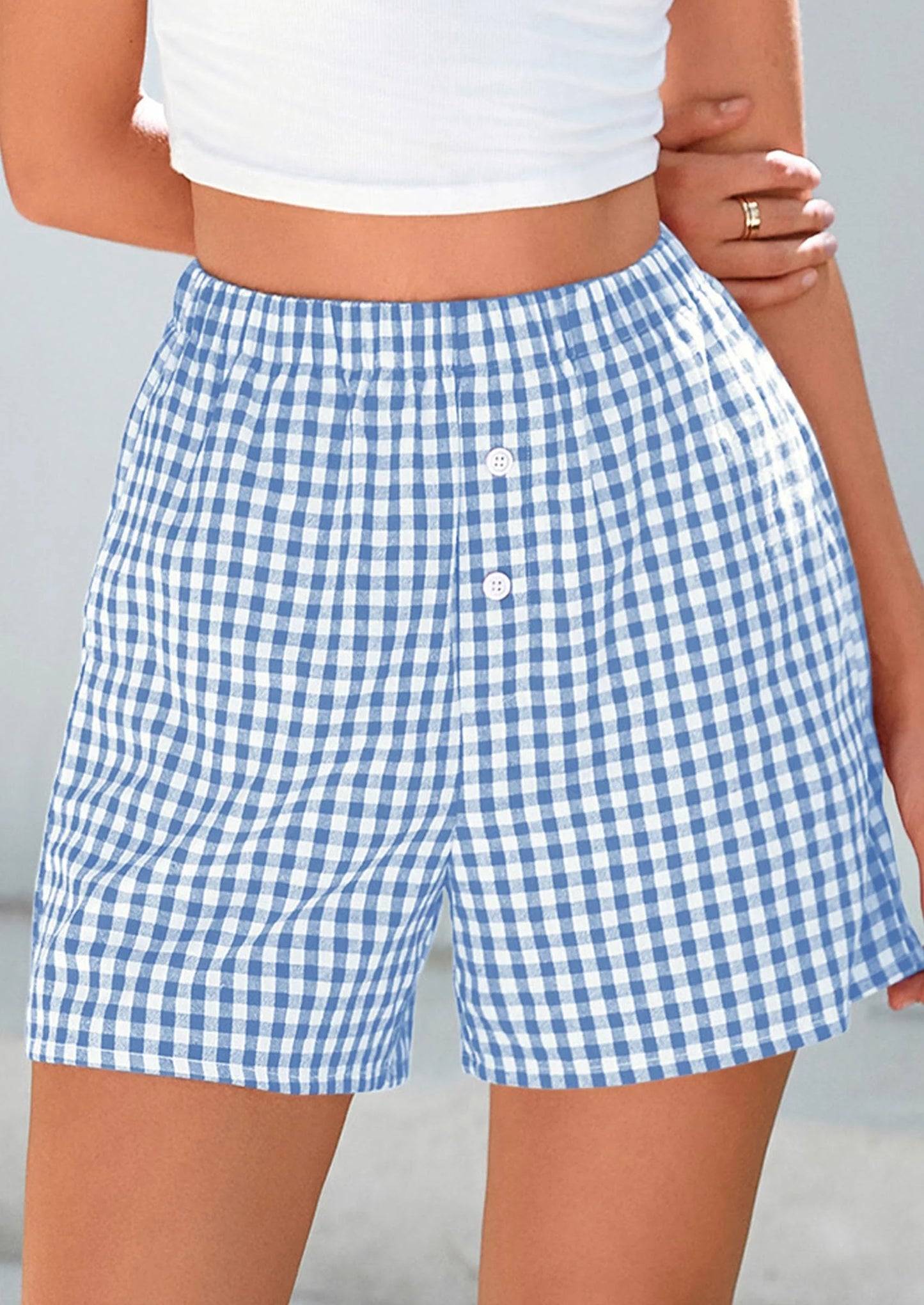 Womens Shorts Boxers Summer Gingham Pajama Lounge Sleep Y2K Plaid Pj Shorts Beach Bottoms