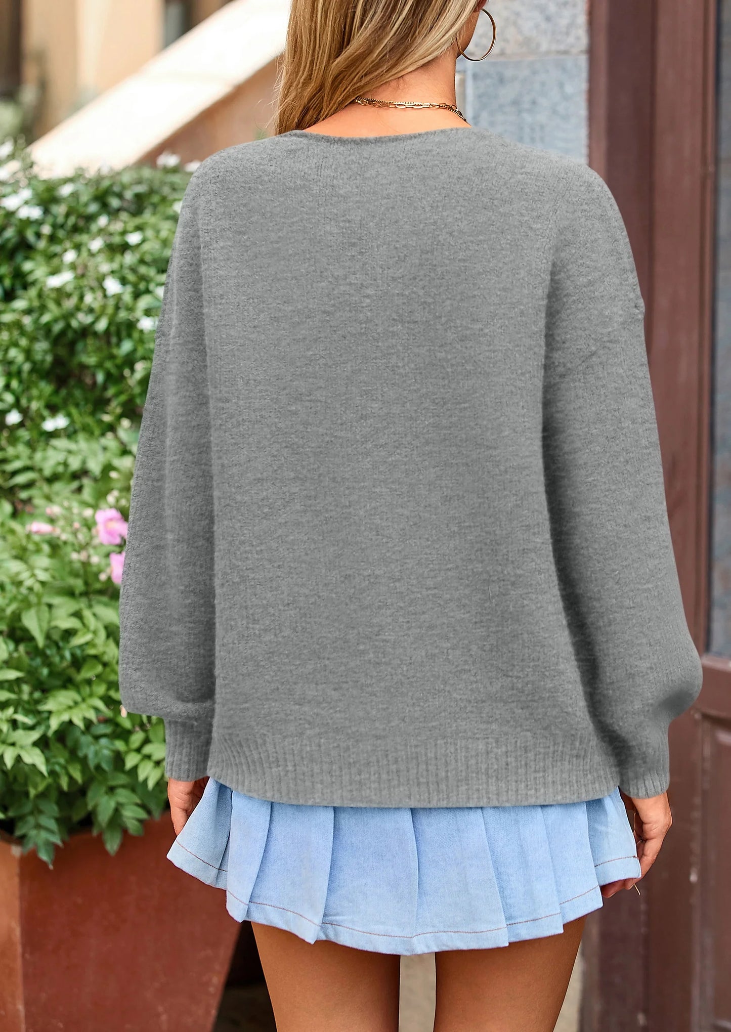 Women's Tie Front Bow Cardigan Sweaters Chunky Knit Long Puff Sleeve Trendy Fall Winter Jacket Coats