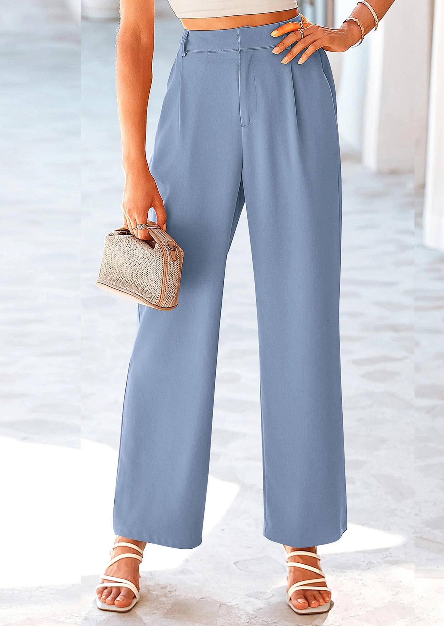 Wide Leg Pants for Women Trendy Fall High Waisted Business Casual Outfits Work Pant Trousers