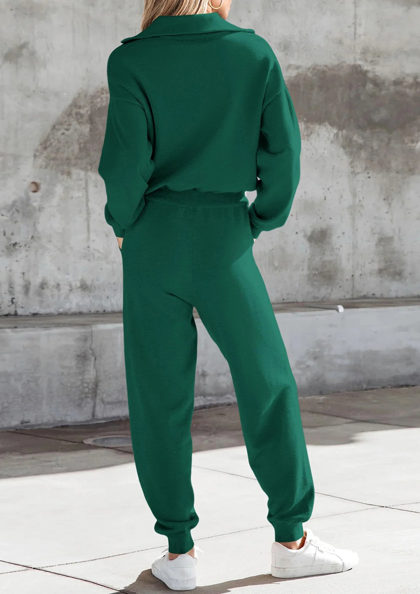 Women's 2 Piece Sweater Set Pullover Zip Up Sweatshirt Jogger Sweatpants Tracksuit Casual Outfit