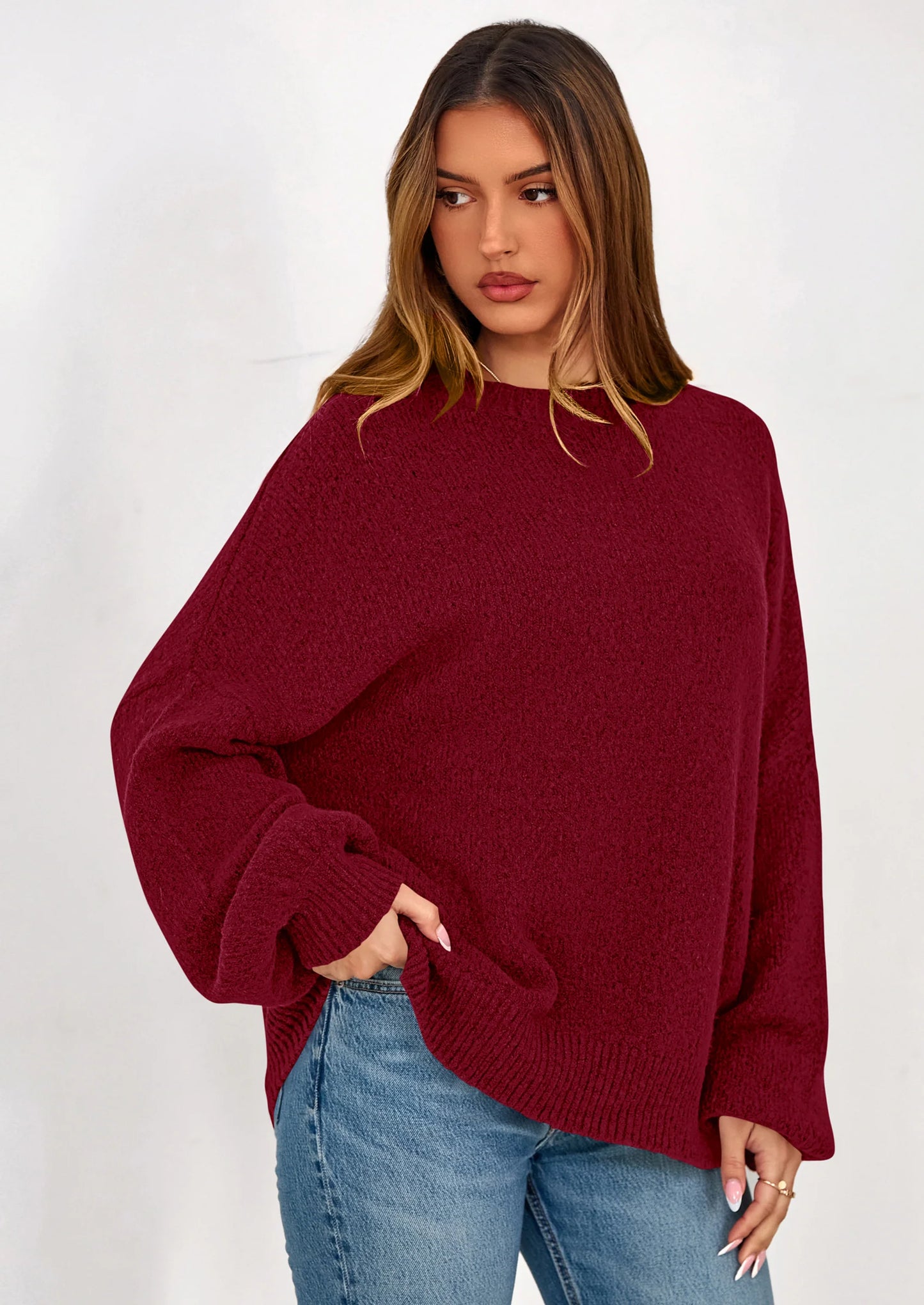 Sweaters for Women Fall Chunky Knit Long Sleeve Crew Neck Oversized Pullover Tops Winter Fashion Clothing