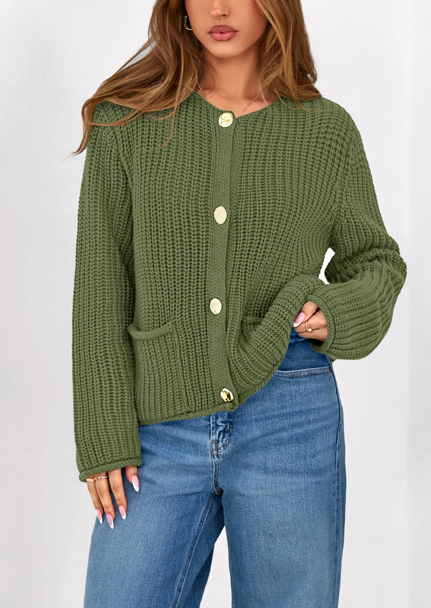 Cardigan Sweaters for Women Trendy Oversized Knit Chunky Button Cardigans Fall Winter Outfits with Pockets