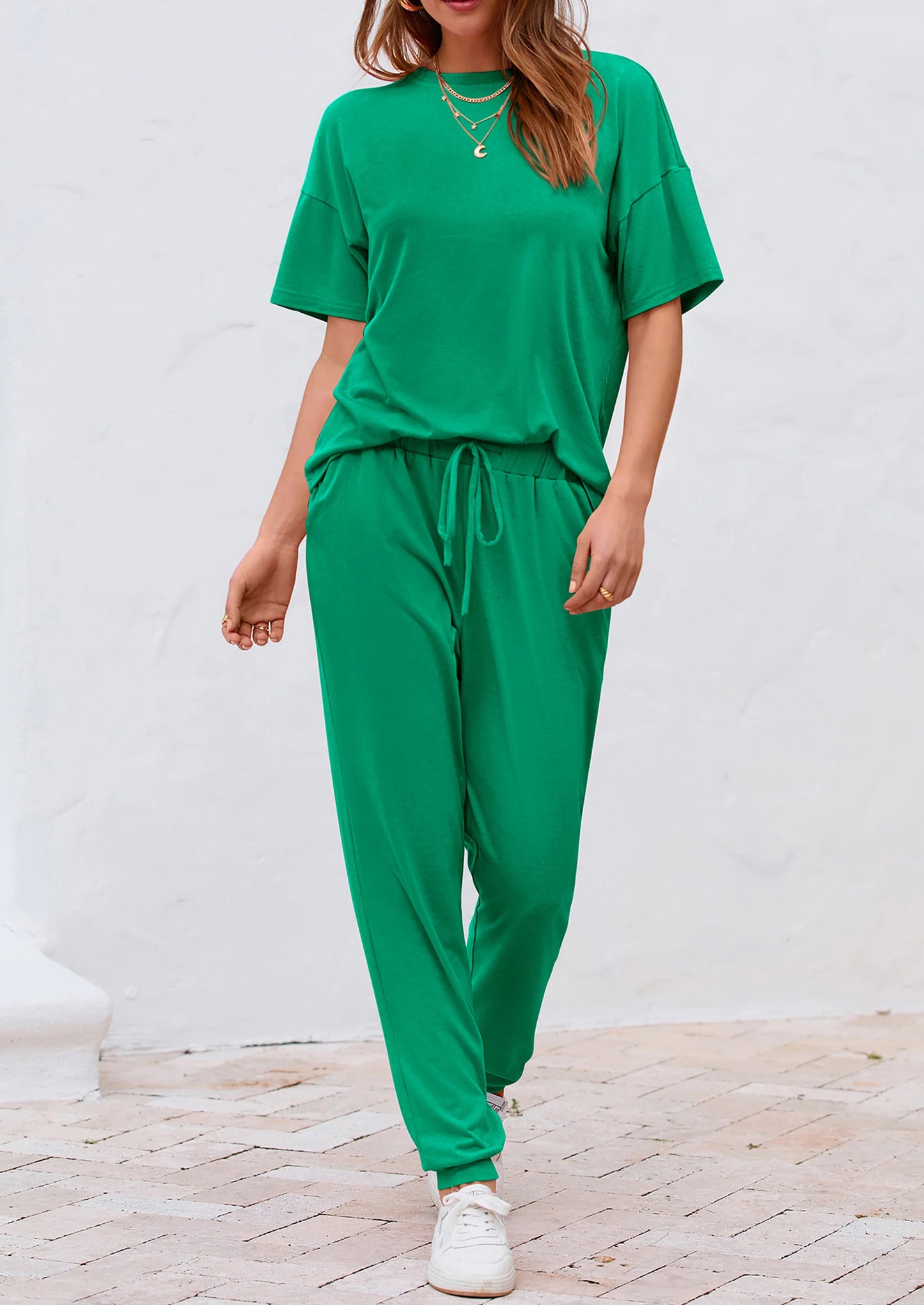 Women's Two Piece Lounge Sets Spring Summer Jogger Pants Vacation Outfits Travel Airplane Matching Clothes