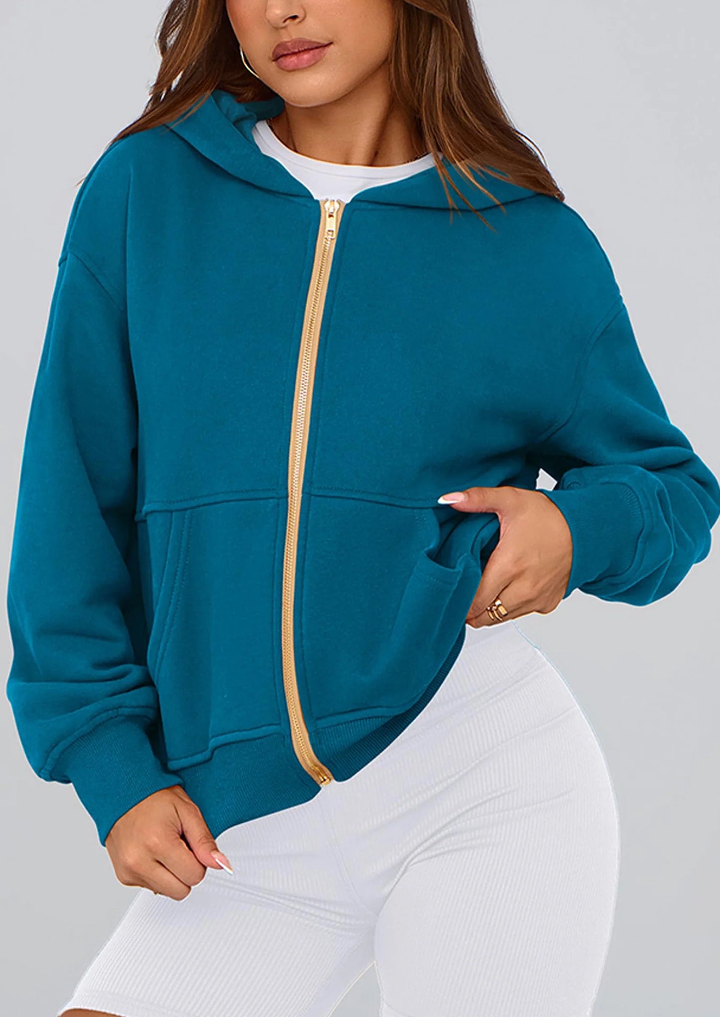 Hoodies For Women Sweatshirt Zip Up Hoodie Fall Fashion Trendy Long Sleeve Jackets Winter Clothing Outfits
