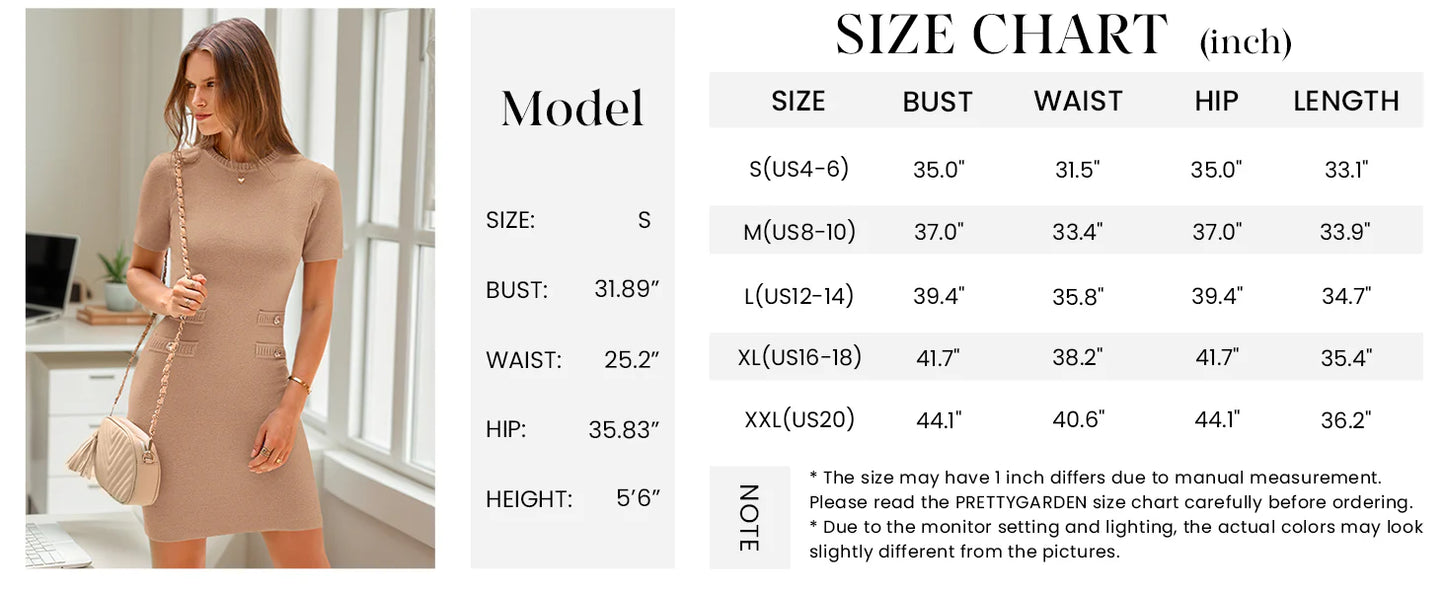 Work Dresses for Women Elegant Classy Summer Business Casual Short Sleeve Sweater Sheath Short Dress