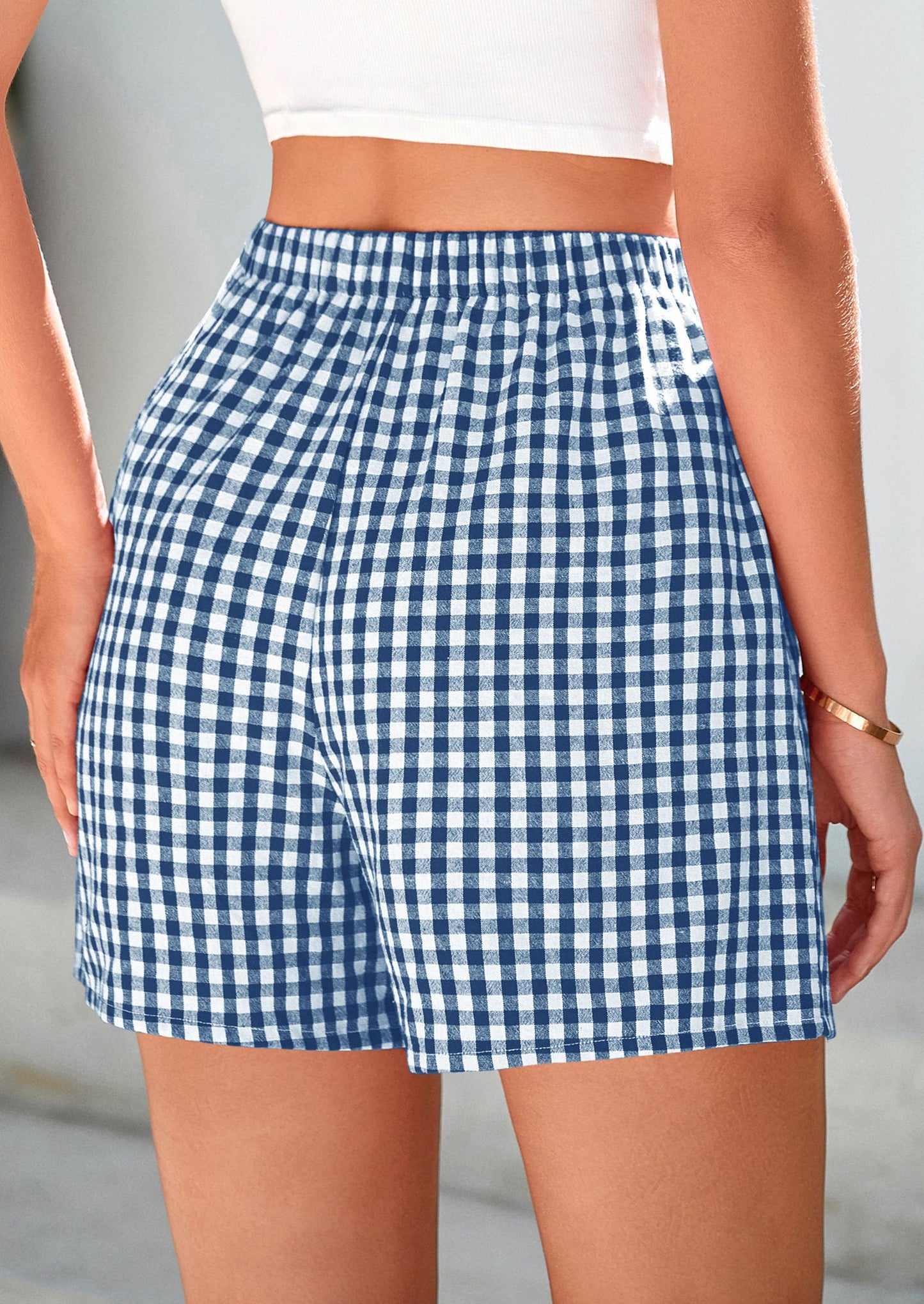 Womens Shorts Boxers Summer Gingham Pajama Lounge Sleep Y2K Plaid Pj Shorts Beach Bottoms