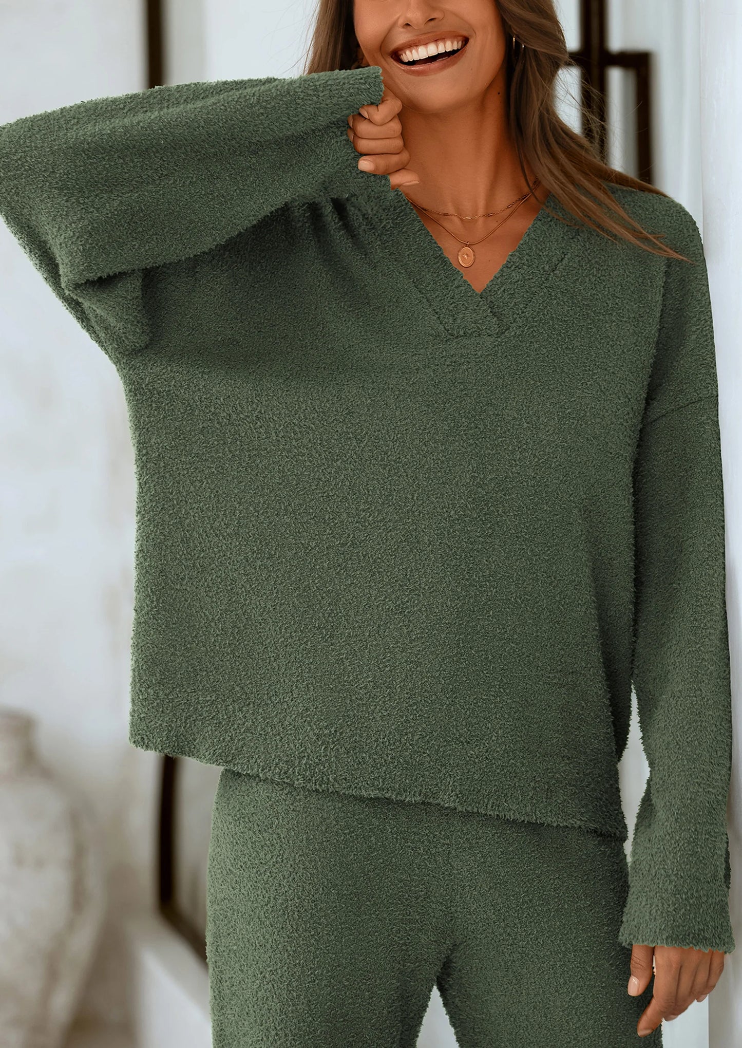Lounge Sets for Women Two Piece Sweaters Pajama Set Fall Fashion Loungewear Outfits Matching Winter Clothes