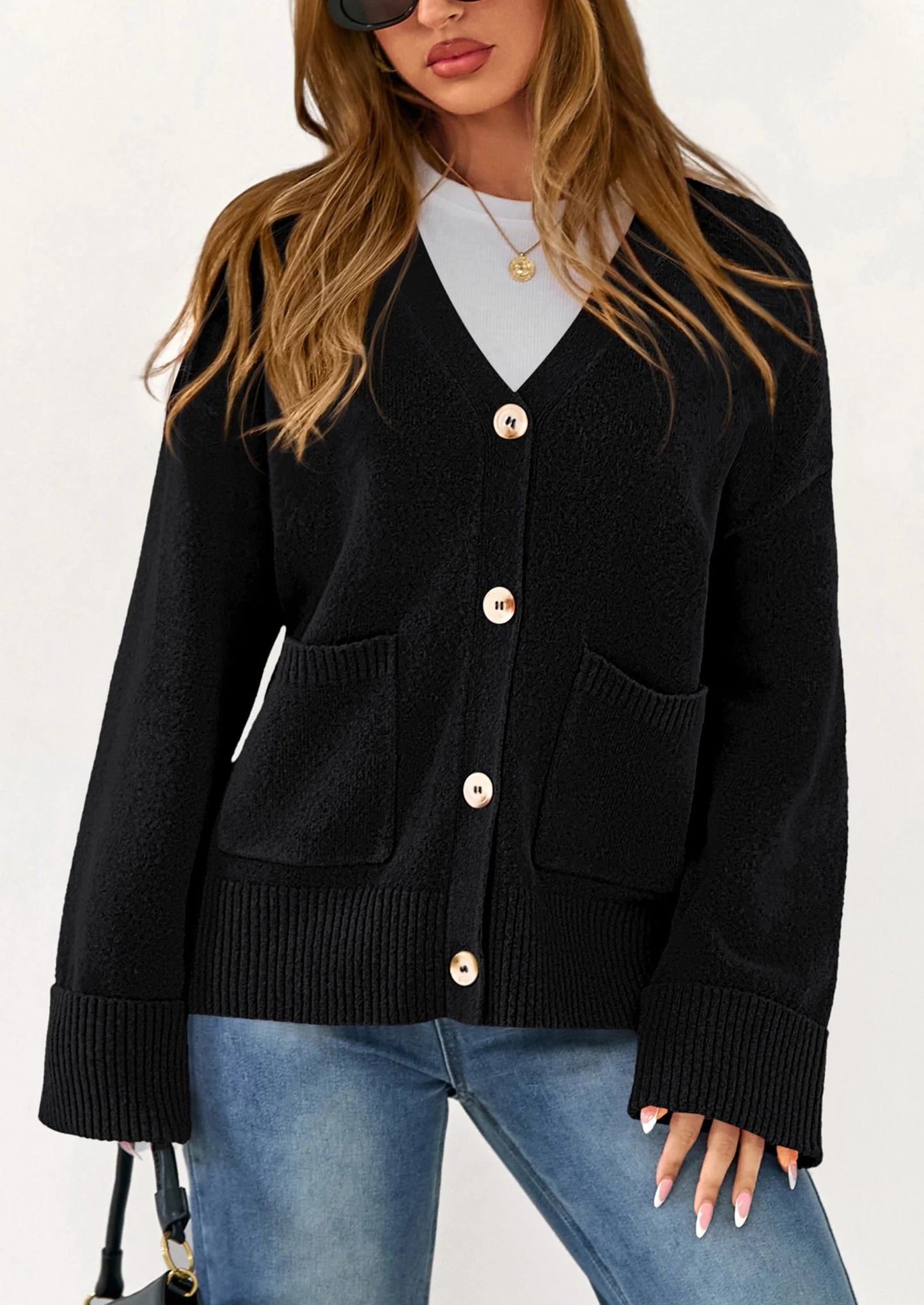 Women's Oversized Cardigan Sweaters Trendy Chunky Knit Long Sleeve V Neck Button Down Fall Winter Outfits