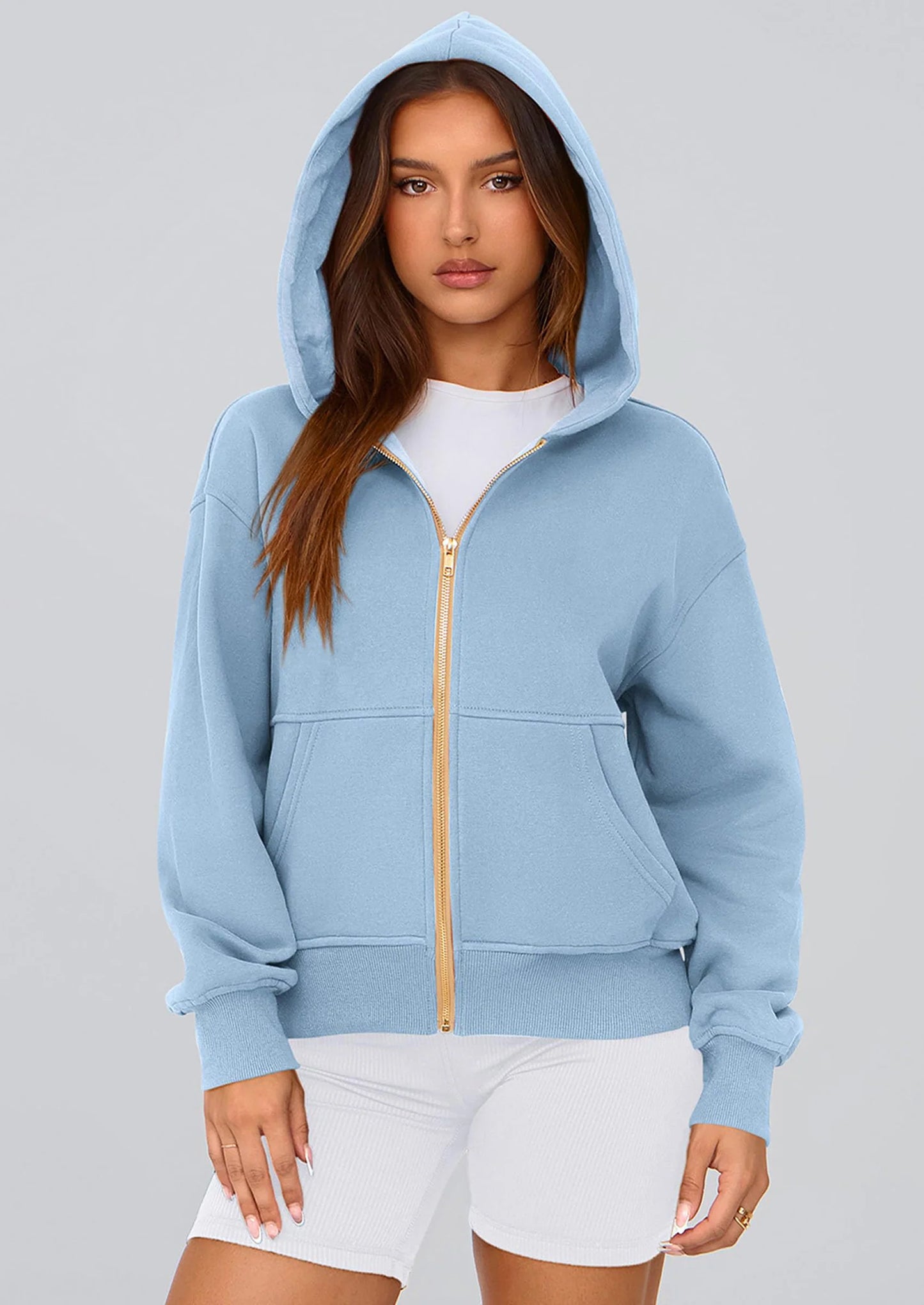 Hoodies For Women Sweatshirt Zip Up Hoodie Fall Fashion Trendy Long Sleeve Jackets Winter Clothing Outfits