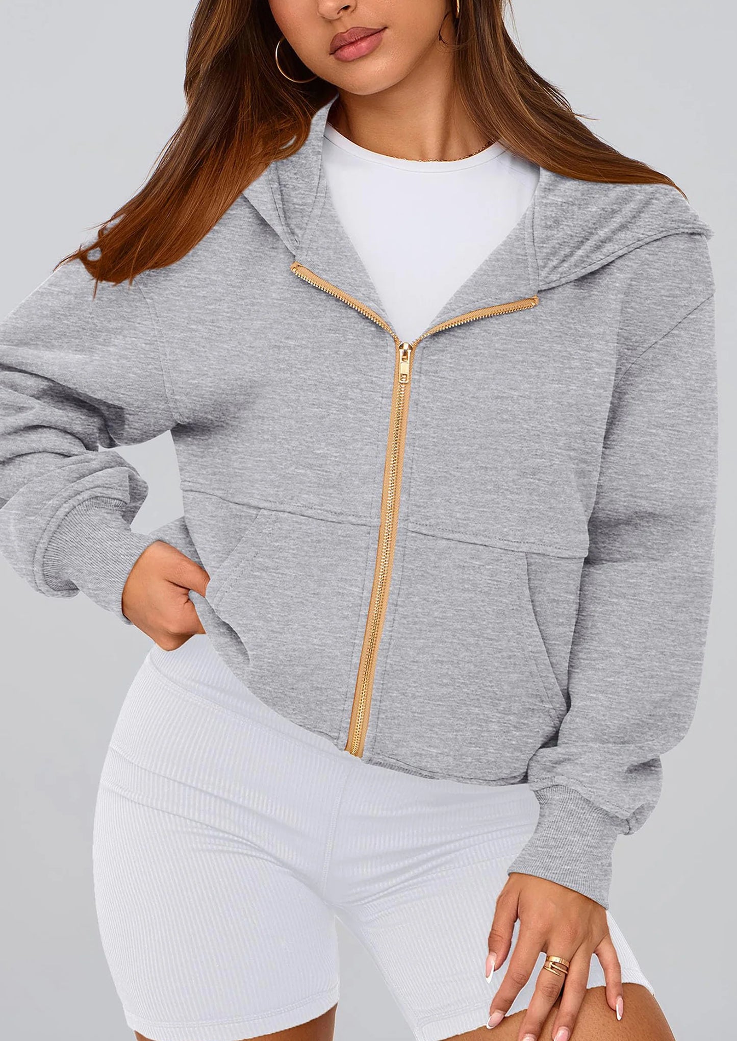 Hoodies For Women Sweatshirt Zip Up Hoodie Fall Fashion Trendy Long Sleeve Jackets Winter Clothing Outfits