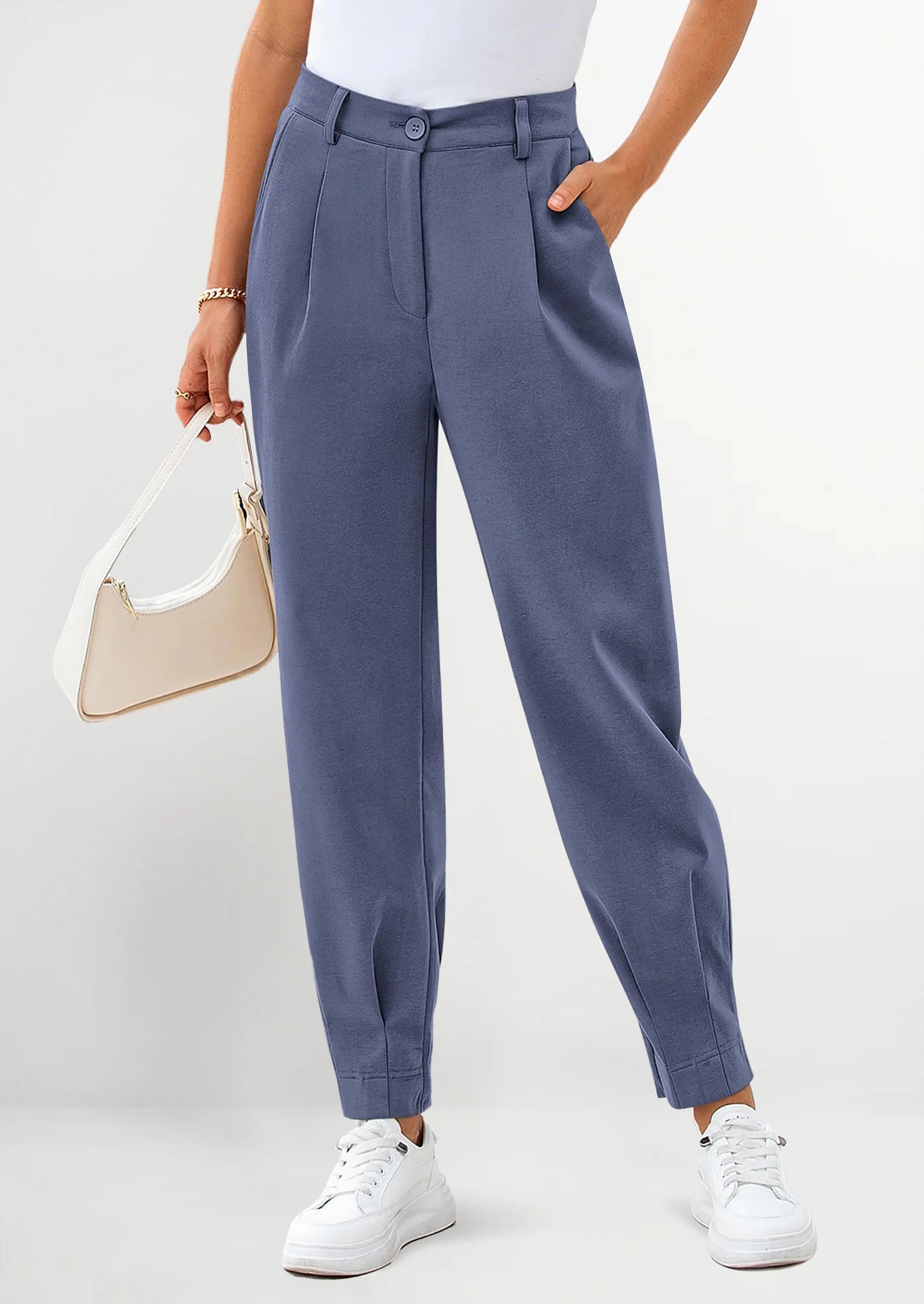 Womens Dress Pants Business Casual Trendy High Waisted Ankle Length Dressy Trousers Slacks Work Clothes